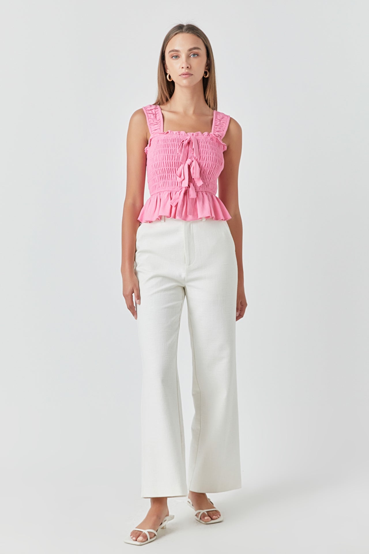 ENDLESS ROSE - Bow Smocked Top - TOPS available at Objectrare