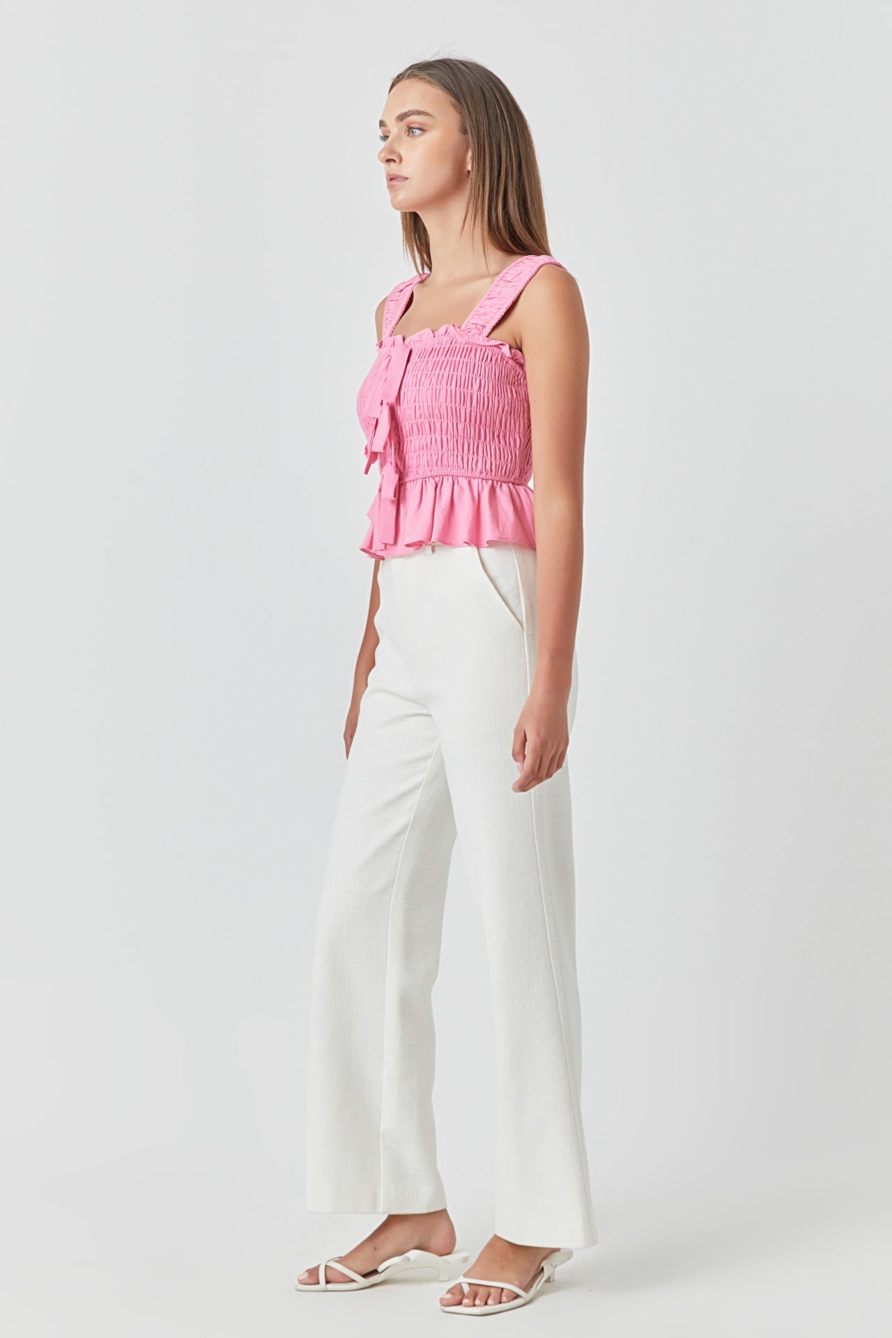 ENDLESS ROSE - Bow Smocked Top - TOPS available at Objectrare