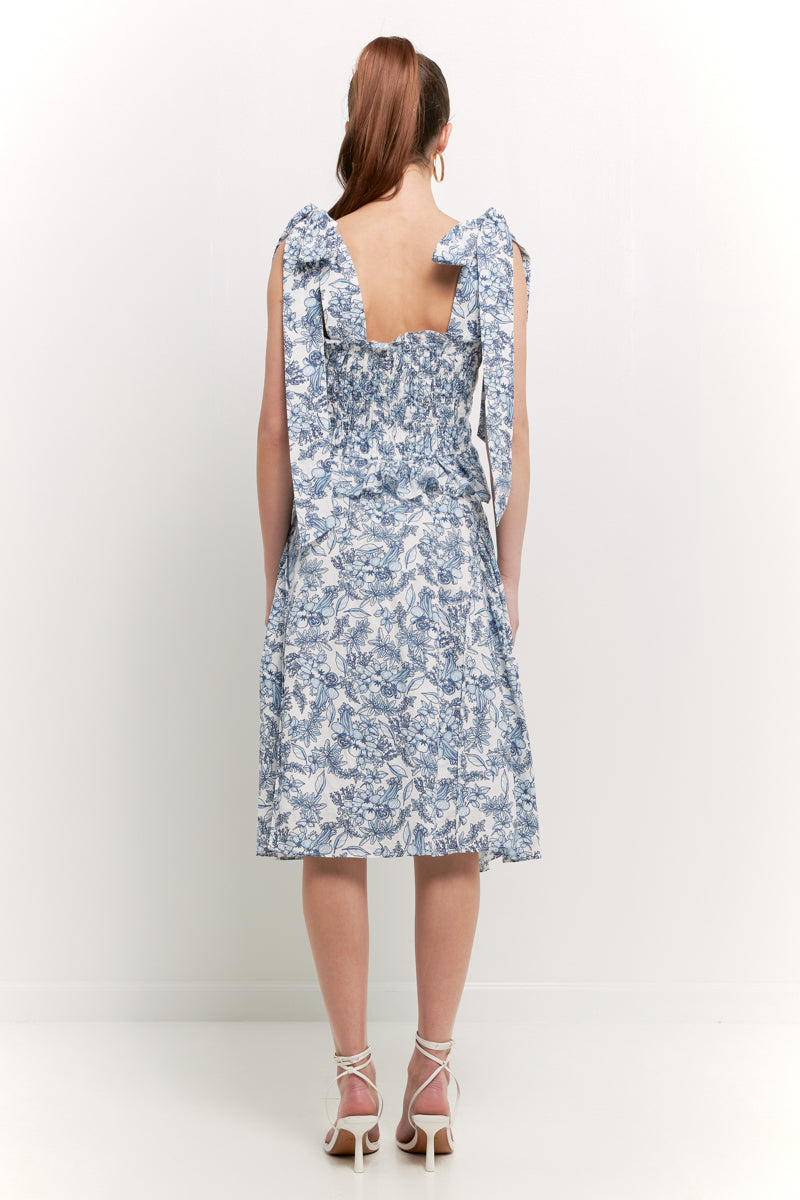 ENDLESS ROSE - Print Smocked Bow Tie Top - TOPS available at Objectrare