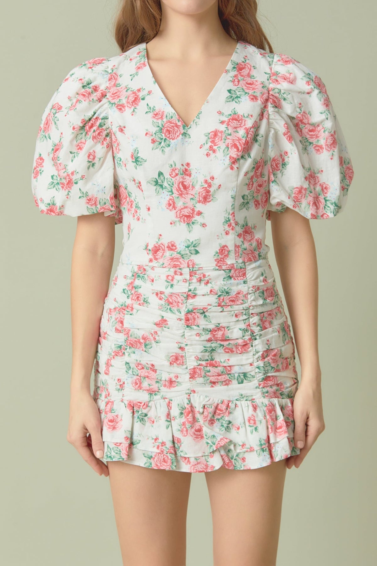 ENDLESS ROSE - Floral Linen Puff Sleeve Top - TOPS available at Objectrare