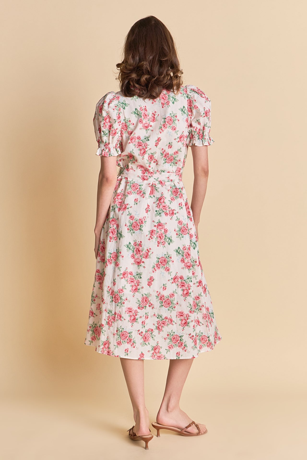 ENDLESS ROSE - Floral Print Linen Midi Dress - DRESSES available at Objectrare