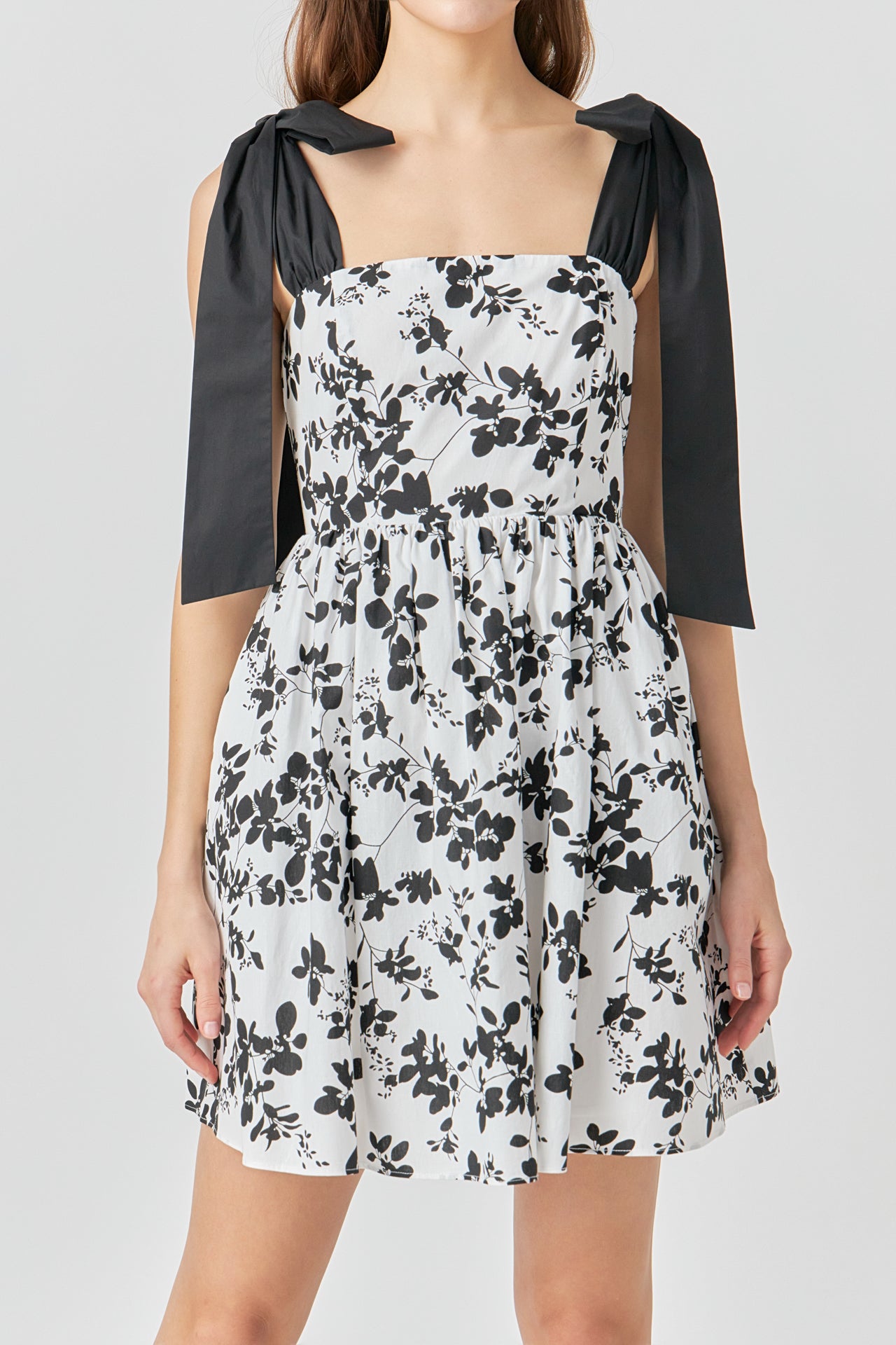ENDLESS ROSE - Endless Rose - Contrast Bow Strap Print Mini Dress - DRESSES available at Objectrare