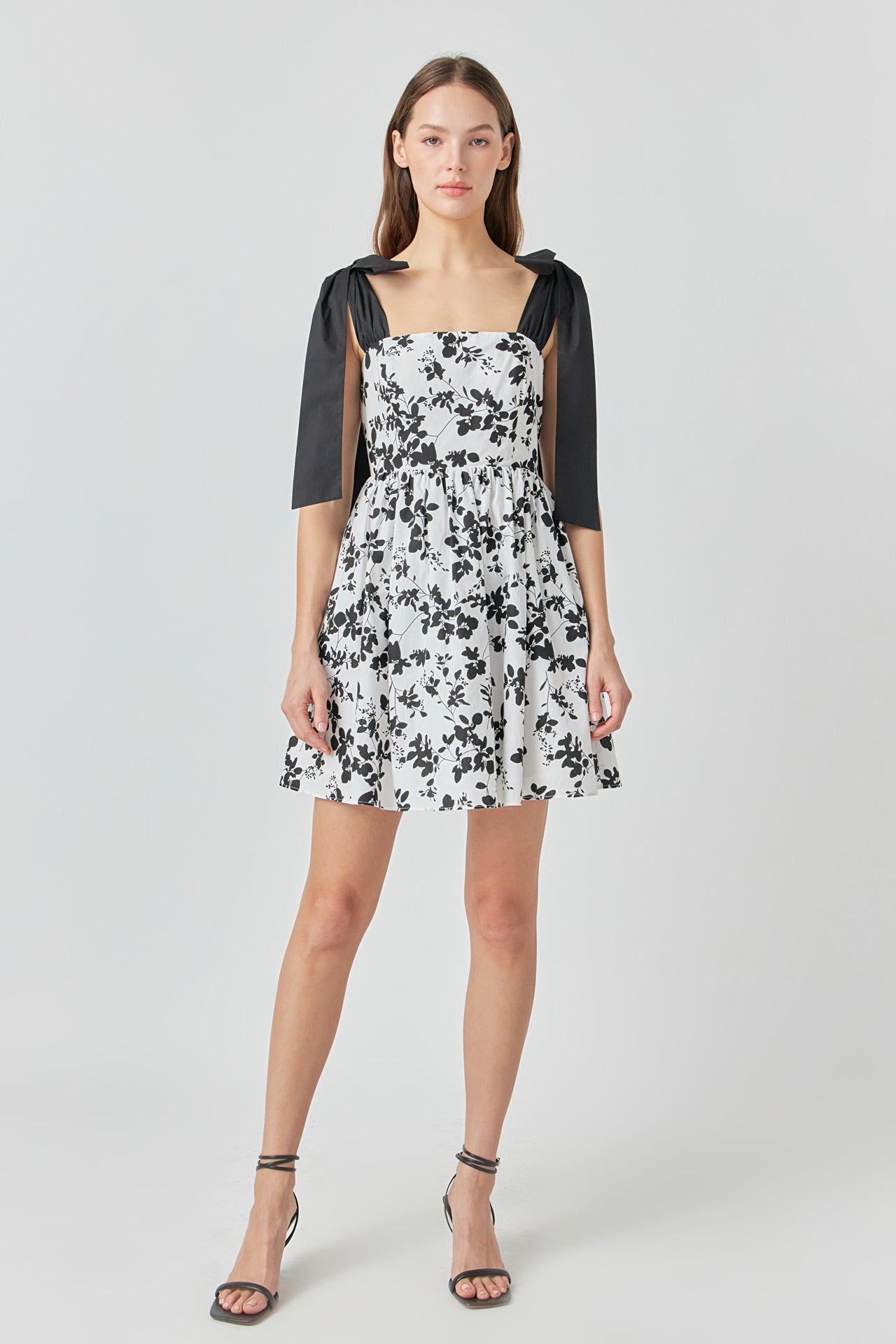 ENDLESS ROSE - Endless Rose - Contrast Bow Strap Print Mini Dress - DRESSES available at Objectrare