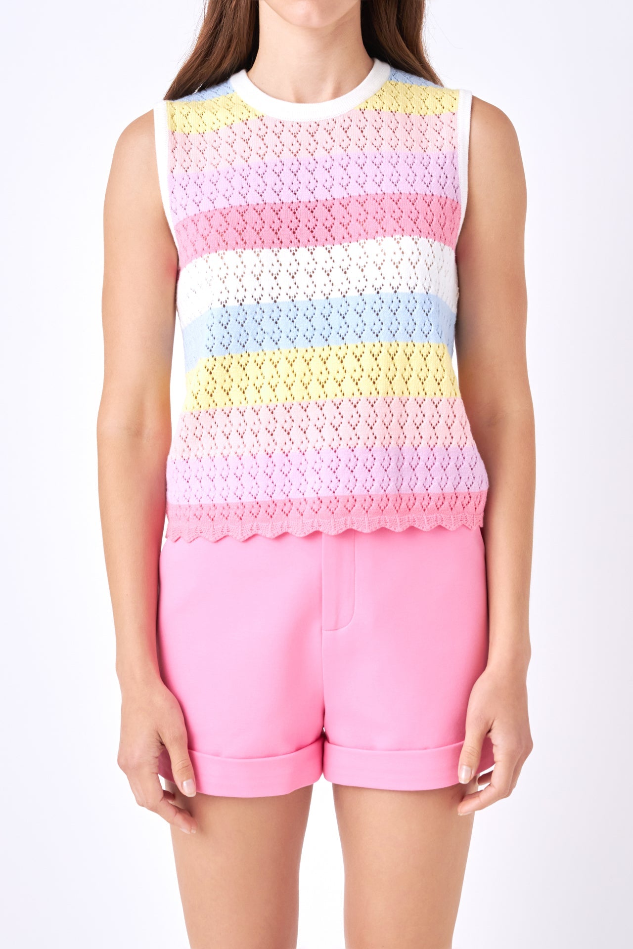 ENGLISH FACTORY - Striped Crochet Top - TOPS available at Objectrare