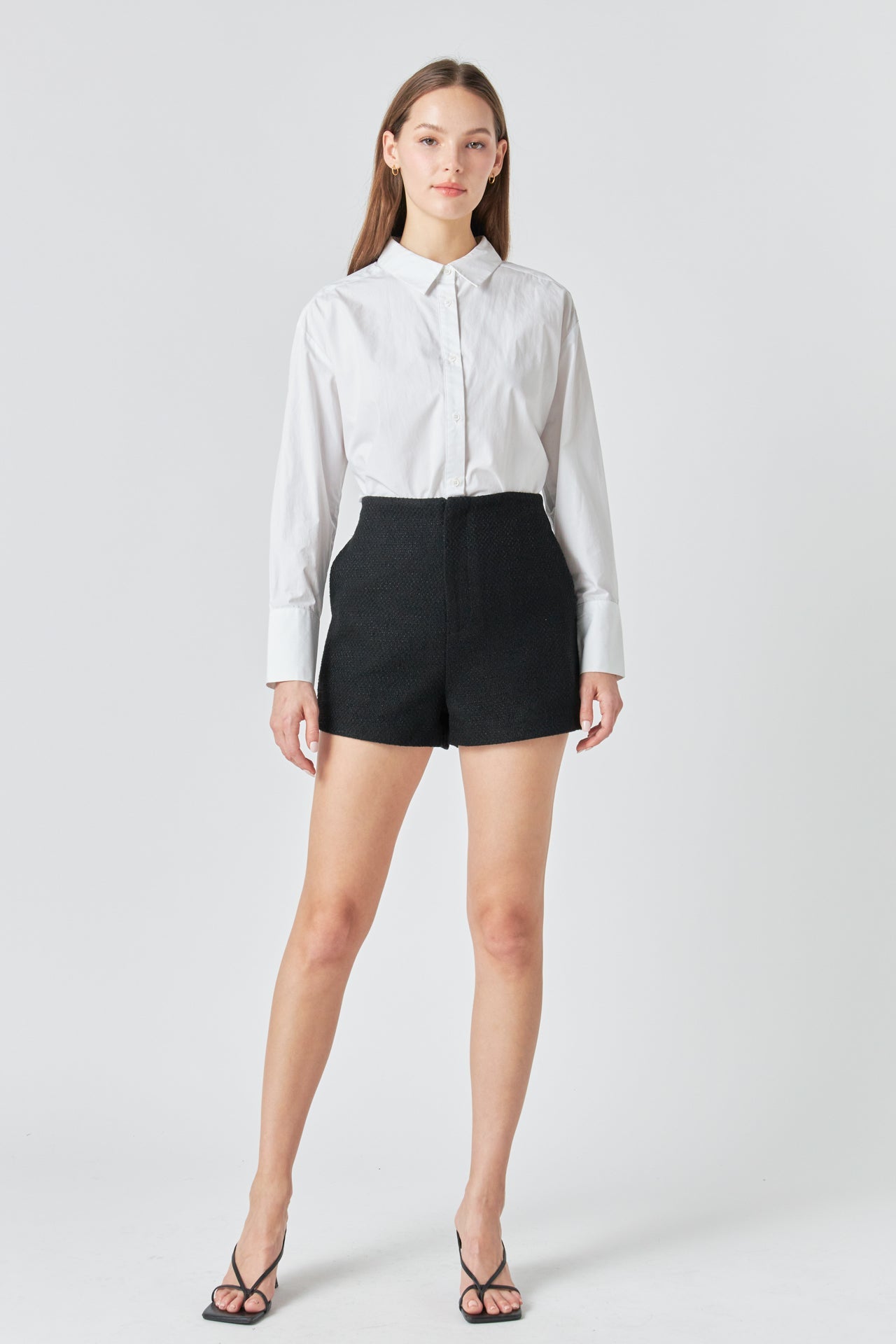 ENDLESS ROSE - Tweed Mid Rise Shorts - SHORTS available at Objectrare