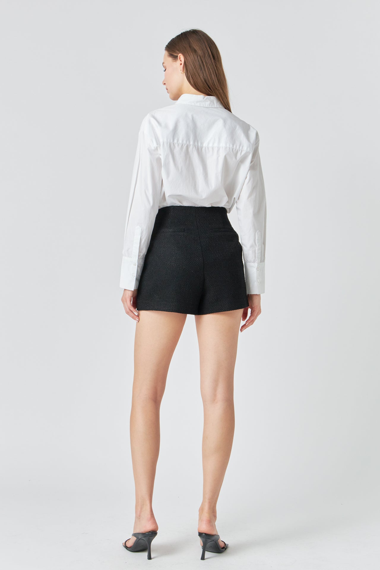 ENDLESS ROSE - Tweed Mid Rise Shorts - SHORTS available at Objectrare