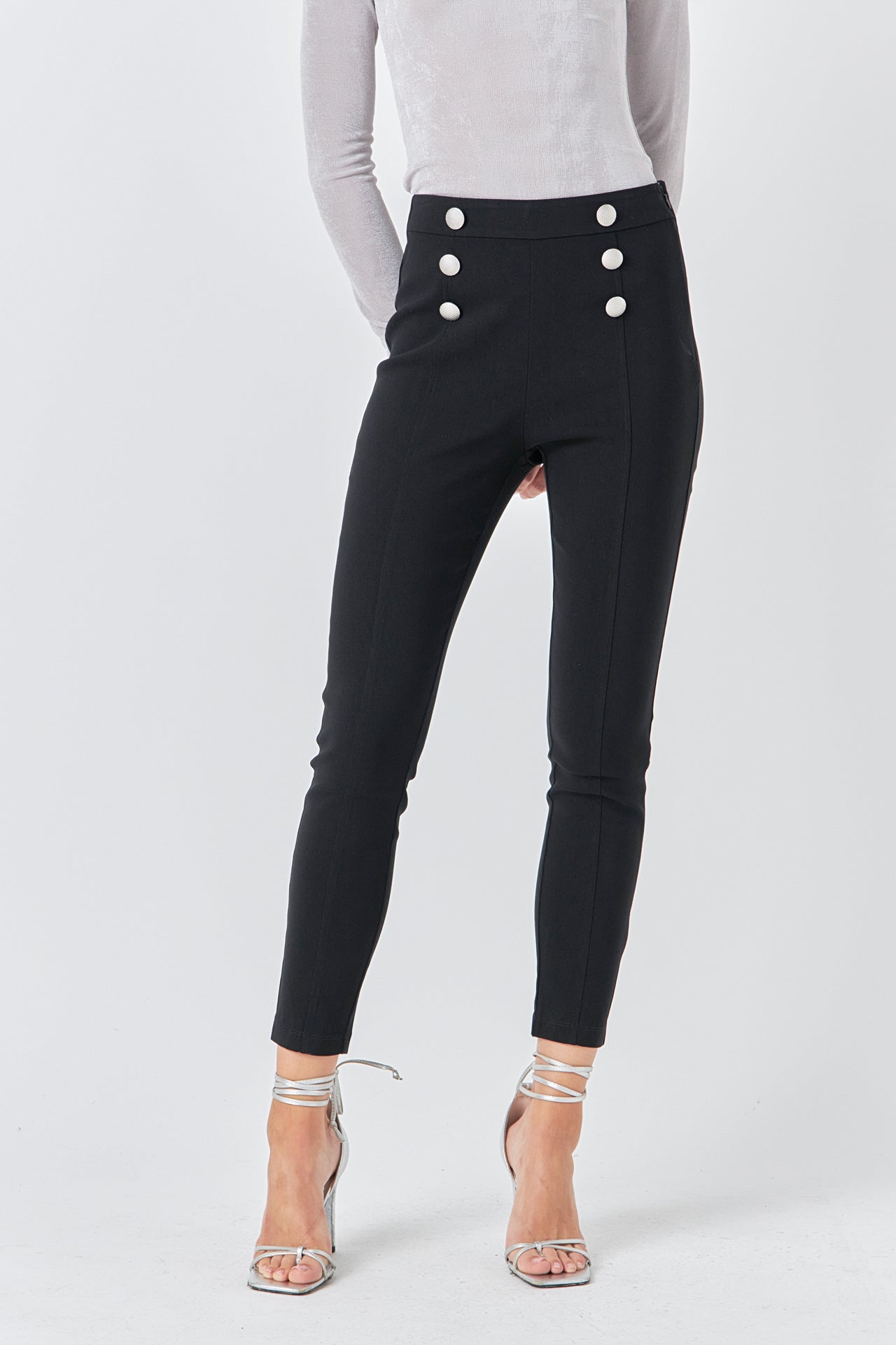 ENDLESS ROSE - Stretch Skinny Buttoned Pants - PANTS available at Objectrare