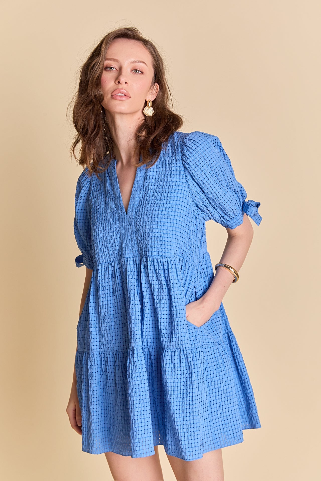 ENGLISH FACTORY - Gingham Tiered Mini Dress - DRESSES available at Objectrare