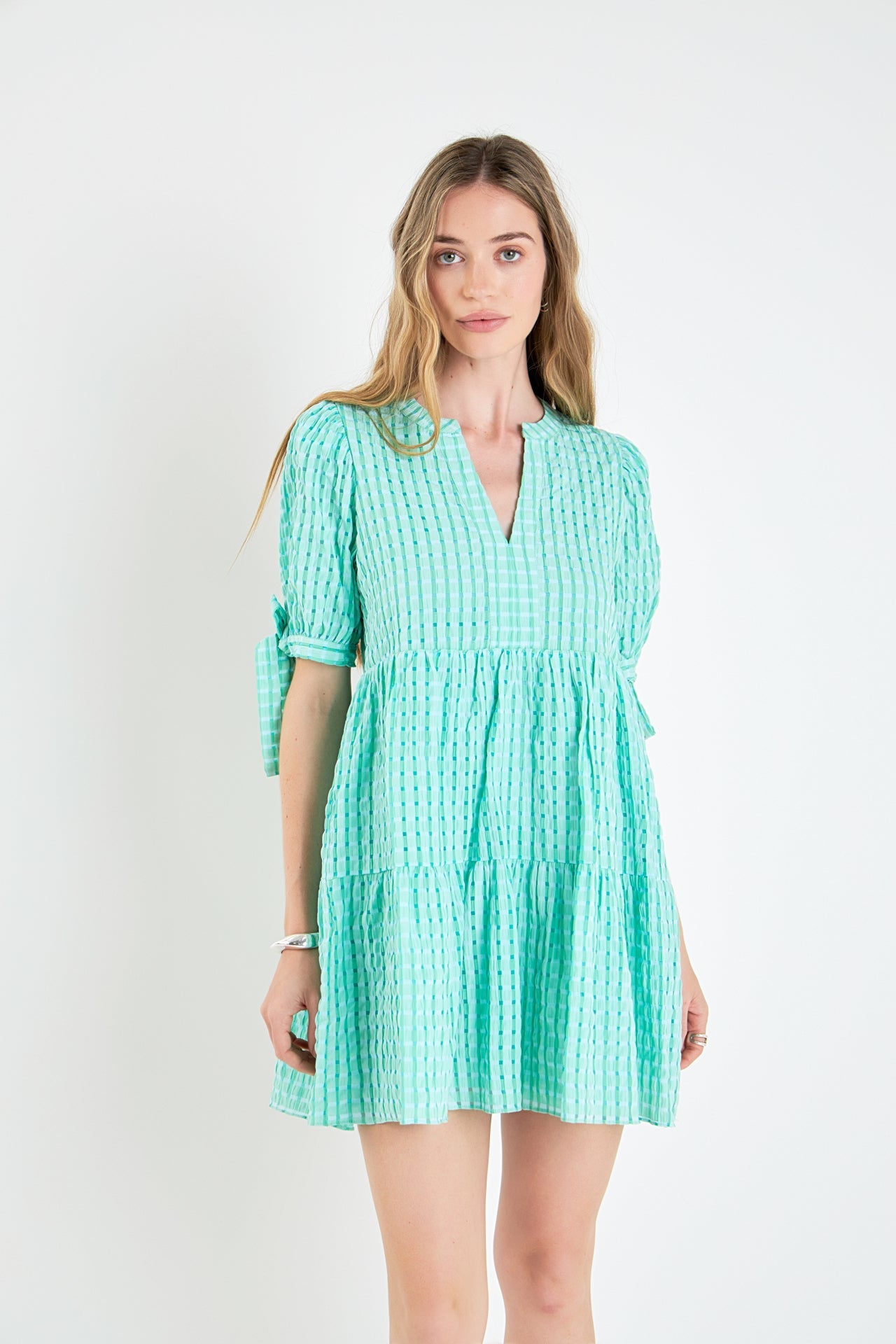 ENGLISH FACTORY - Gingham Tiered Mini Dress - DRESSES available at Objectrare