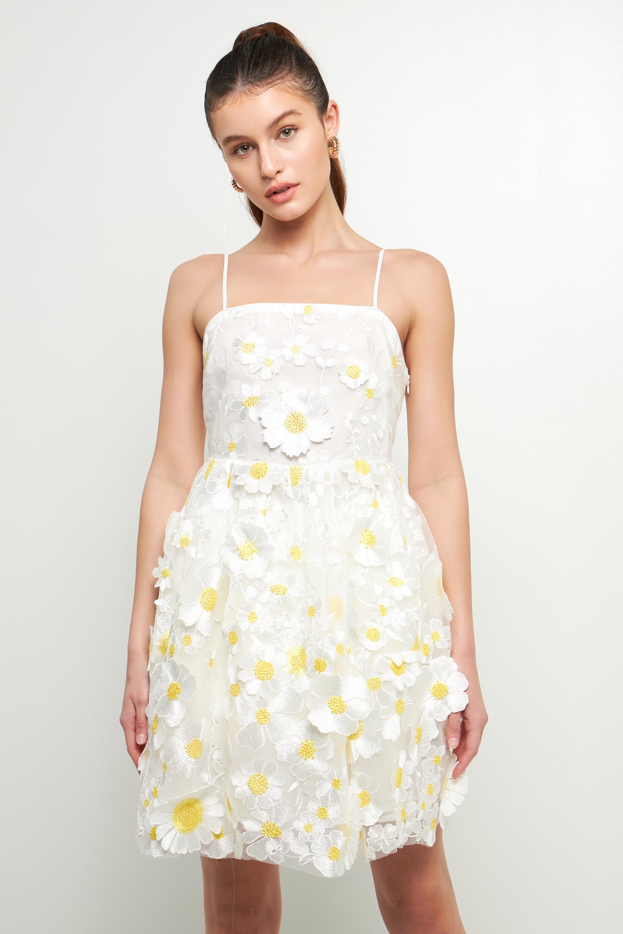 ENDLESS ROSE - Floral Embroidered Mini Dress - DRESSES available at Objectrare