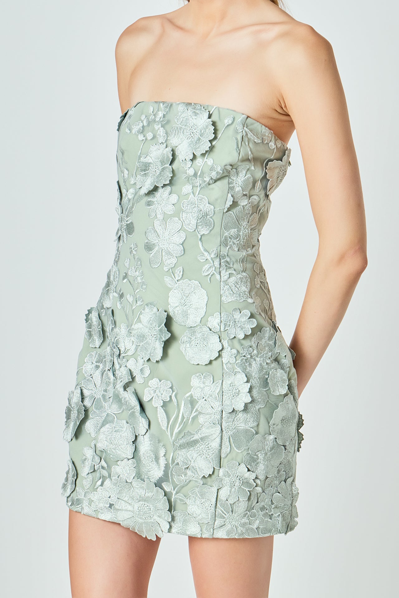 ENDLESS ROSE - Floral Embroidered Mini Dress - DRESSES available at Objectrare