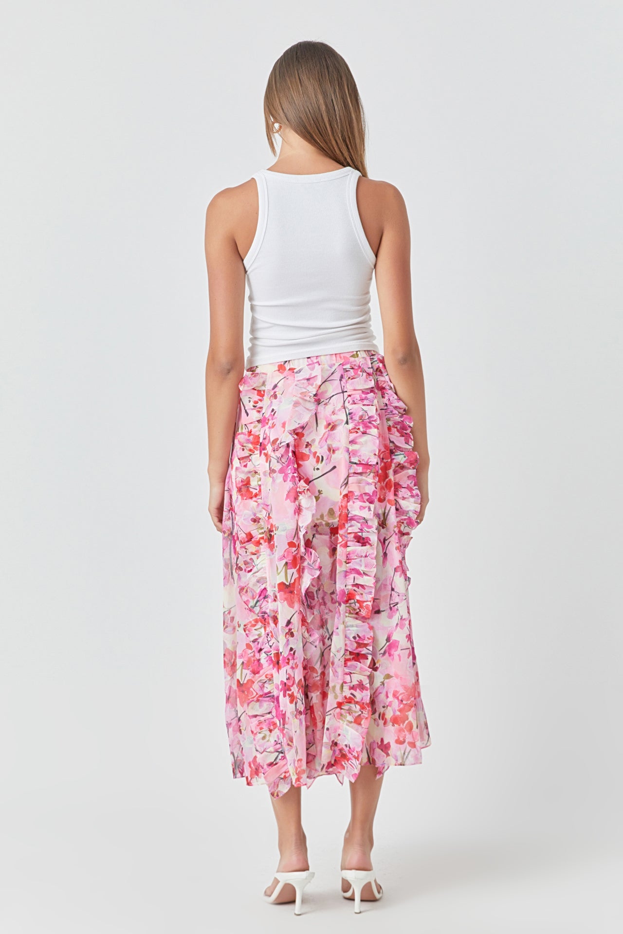 ENDLESS ROSE - Floral Ruffled Maxi Skirt - SKIRTS available at Objectrare