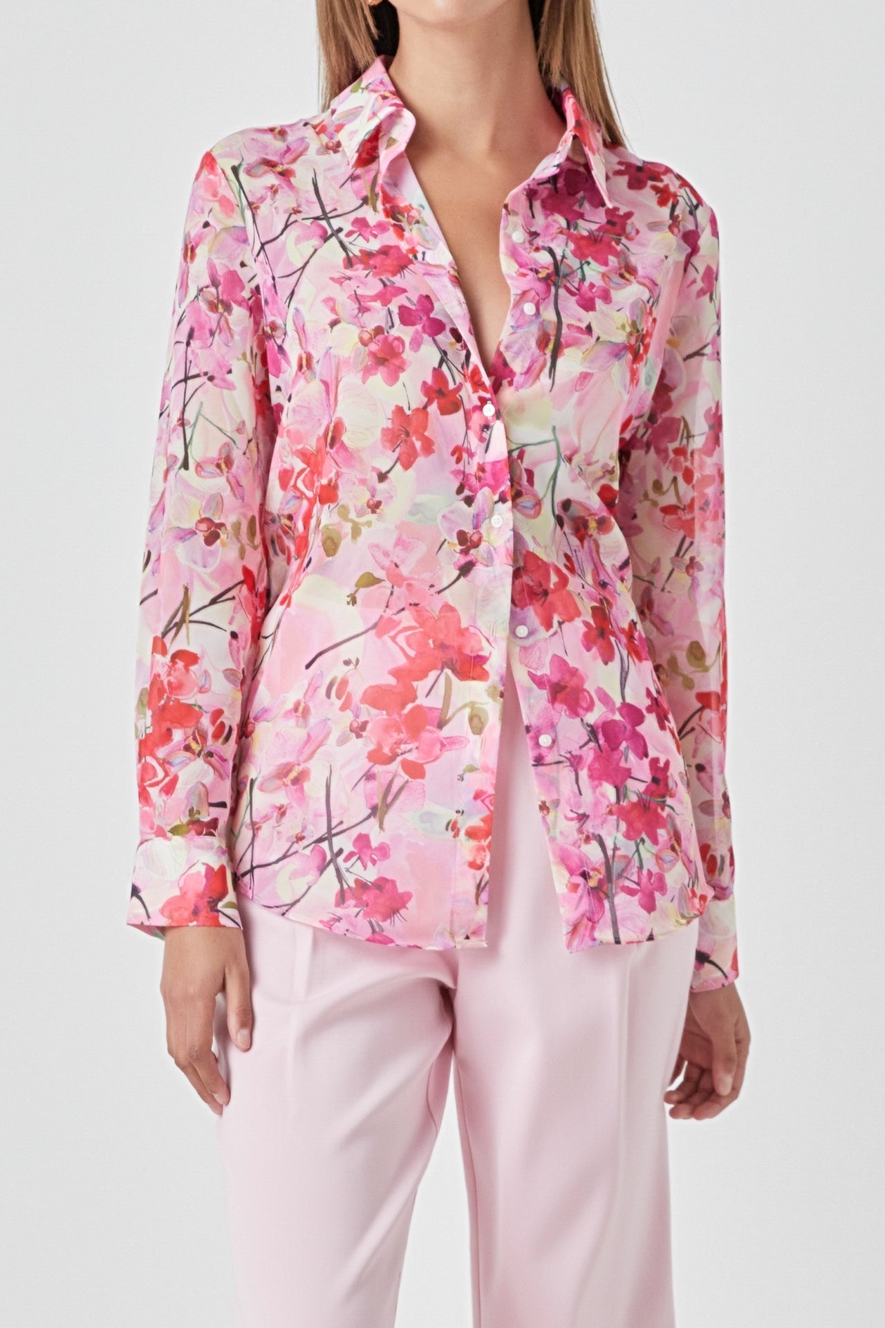 ENDLESS ROSE - Floral Print Oversize Shirt - TOPS available at Objectrare