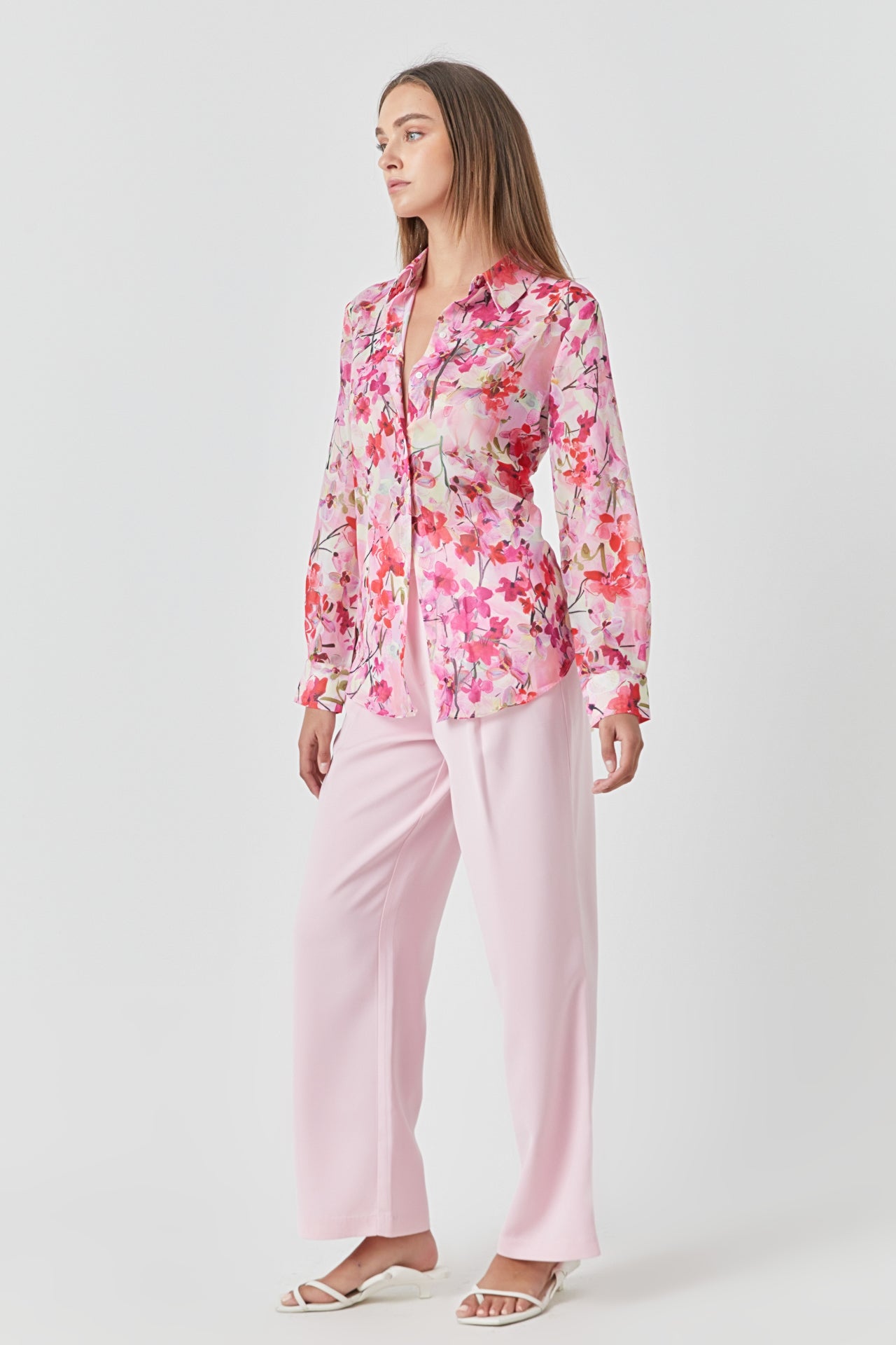 ENDLESS ROSE - Floral Print Oversize Shirt - TOPS available at Objectrare