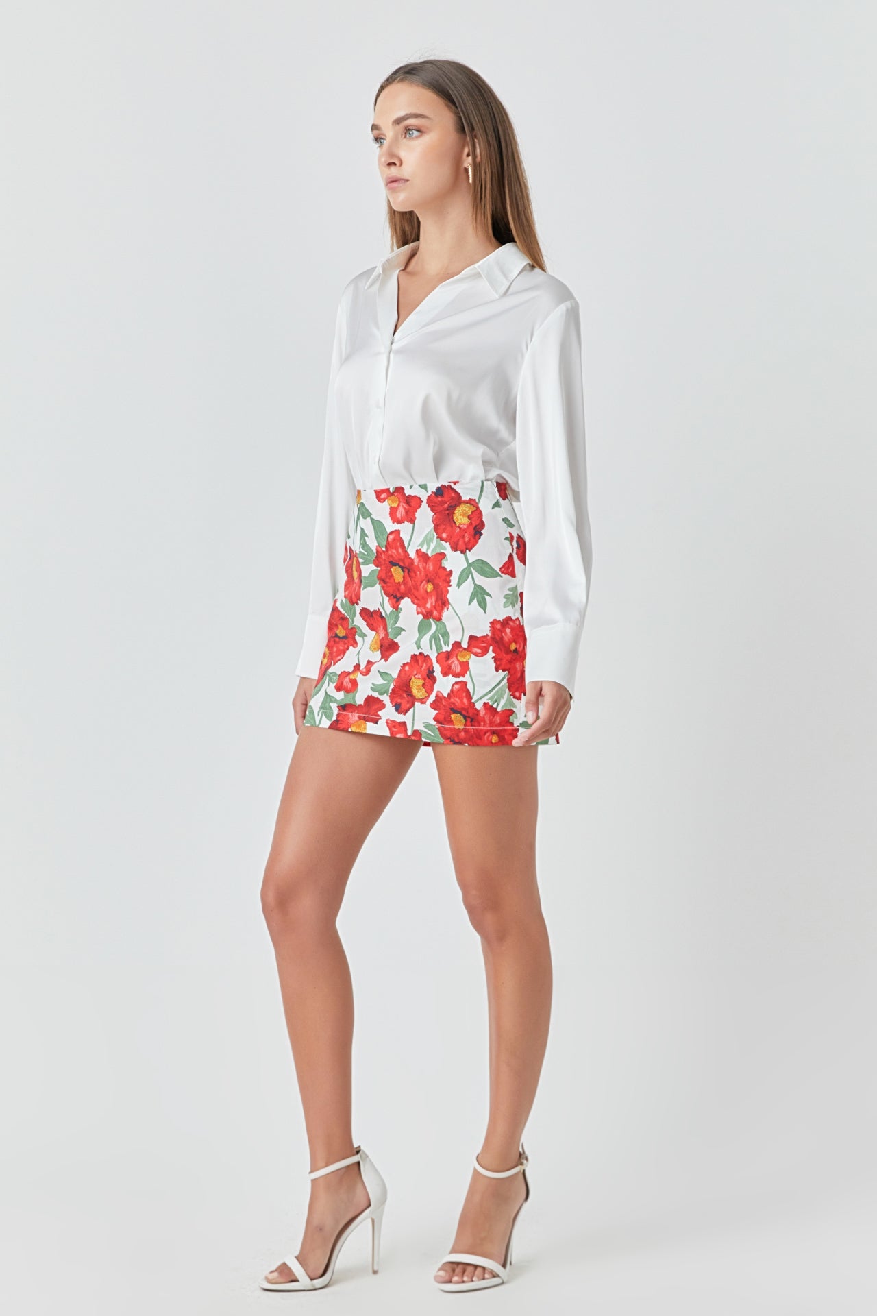 ENDLESS ROSE - Cotton Floral Print Mini Skort - SKORTS available at Objectrare