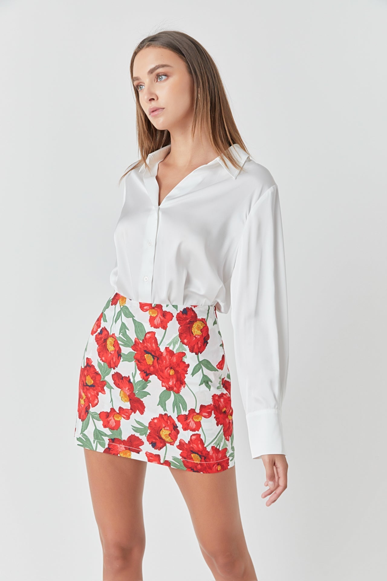 ENDLESS ROSE - Cotton Floral Print Mini Skort - SKORTS available at Objectrare