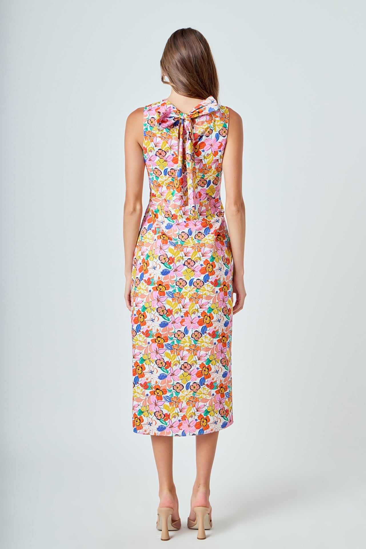 Cotton Floral Print Cutout Maxi Dress