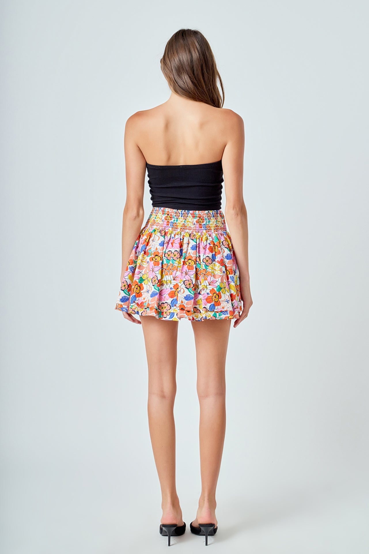 ENDLESS ROSE - Cotton Floral Print Mini Skort - SKORTS available at Objectrare