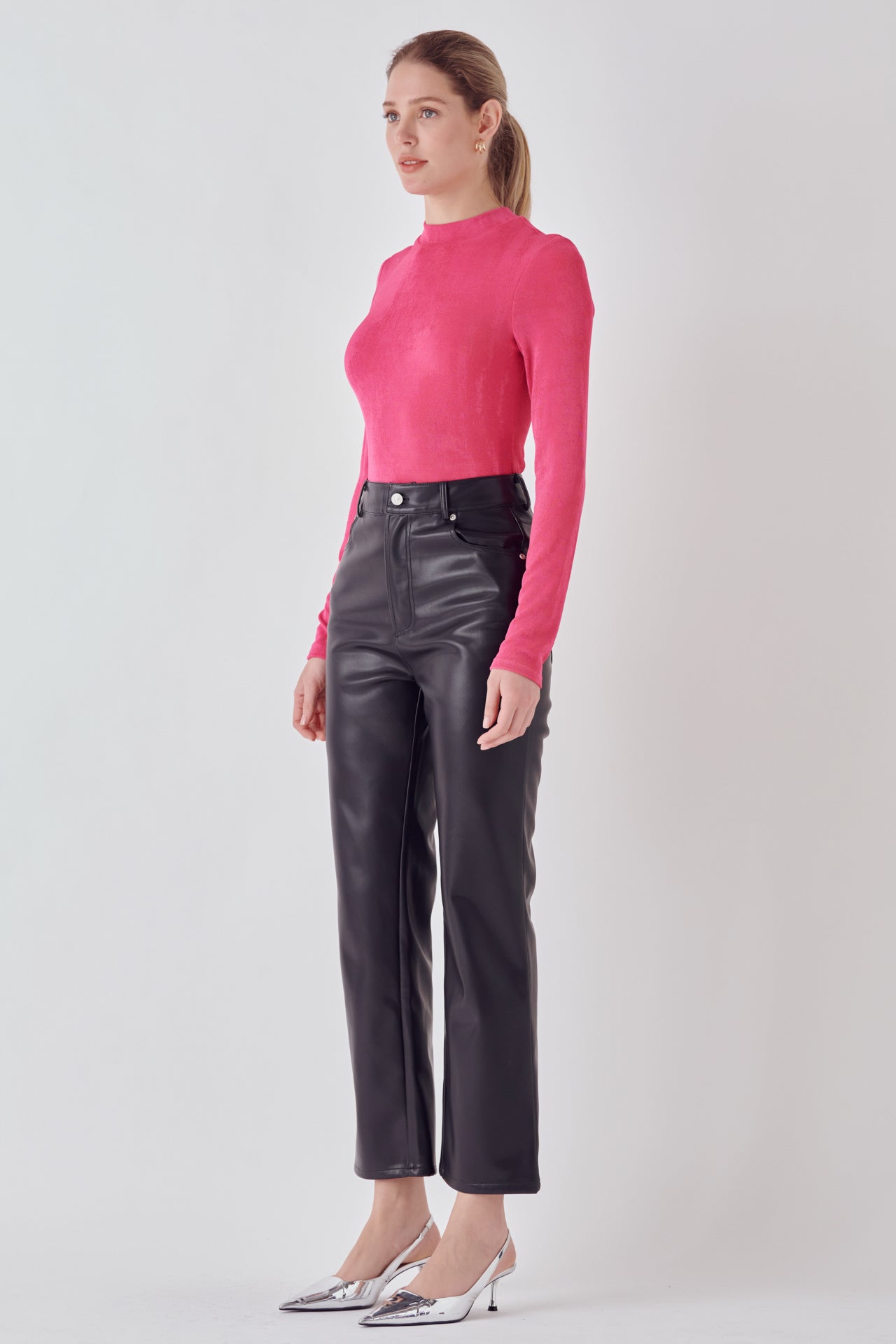 ENDLESS ROSE - Sheen Stretch Long Sleeve Top - TOPS available at Objectrare