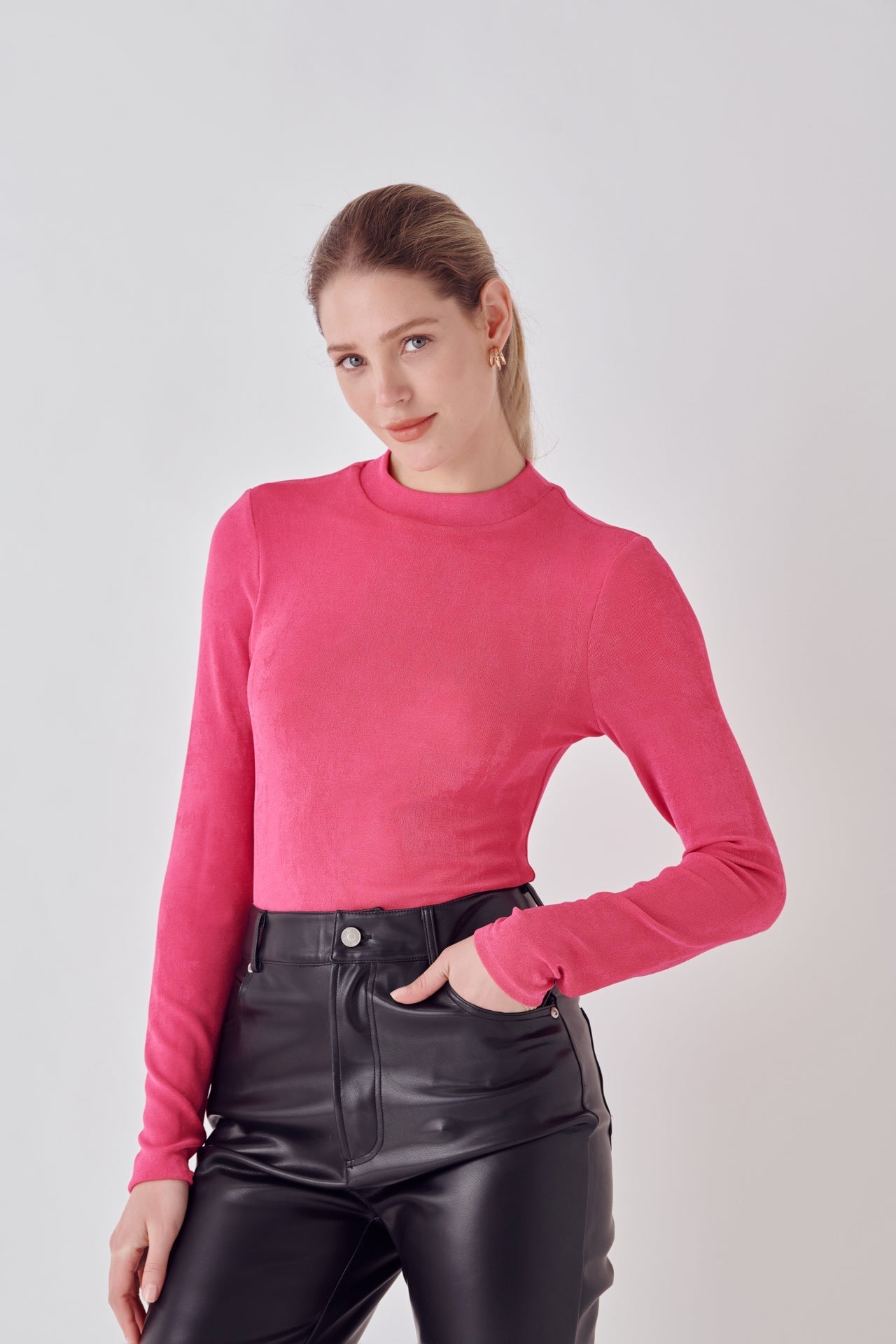 ENDLESS ROSE - Sheen Stretch Long Sleeve Top - TOPS available at Objectrare