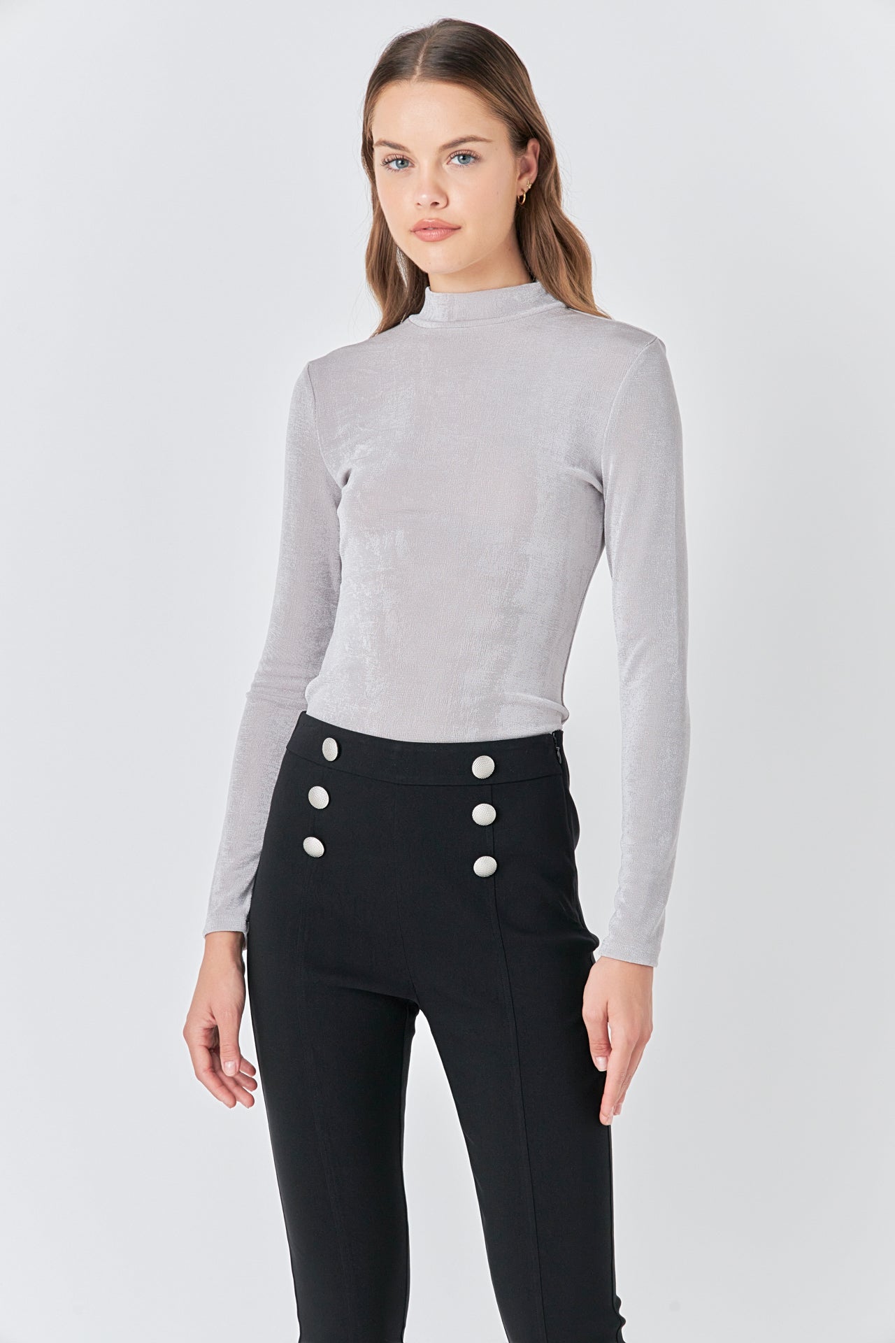 ENDLESS ROSE - Sheen Stretch Long Sleeve Top - TOPS available at Objectrare