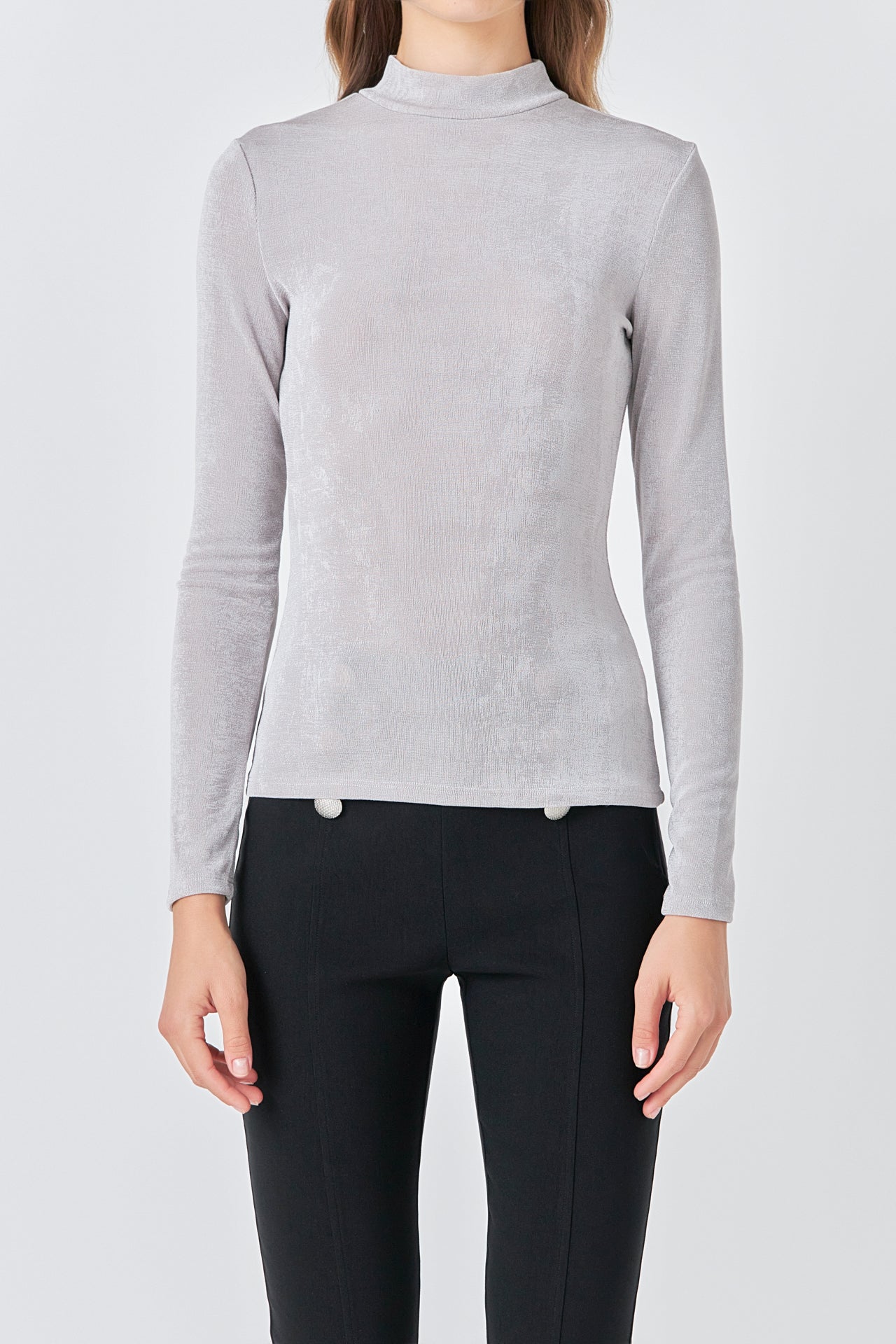 ENDLESS ROSE - Sheen Stretch Long Sleeve Top - TOPS available at Objectrare