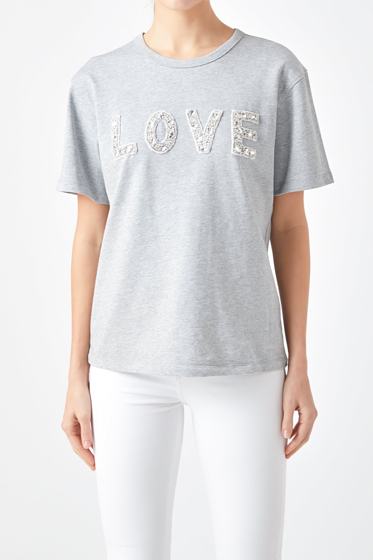 Love Jewel Embroidered Patch Top