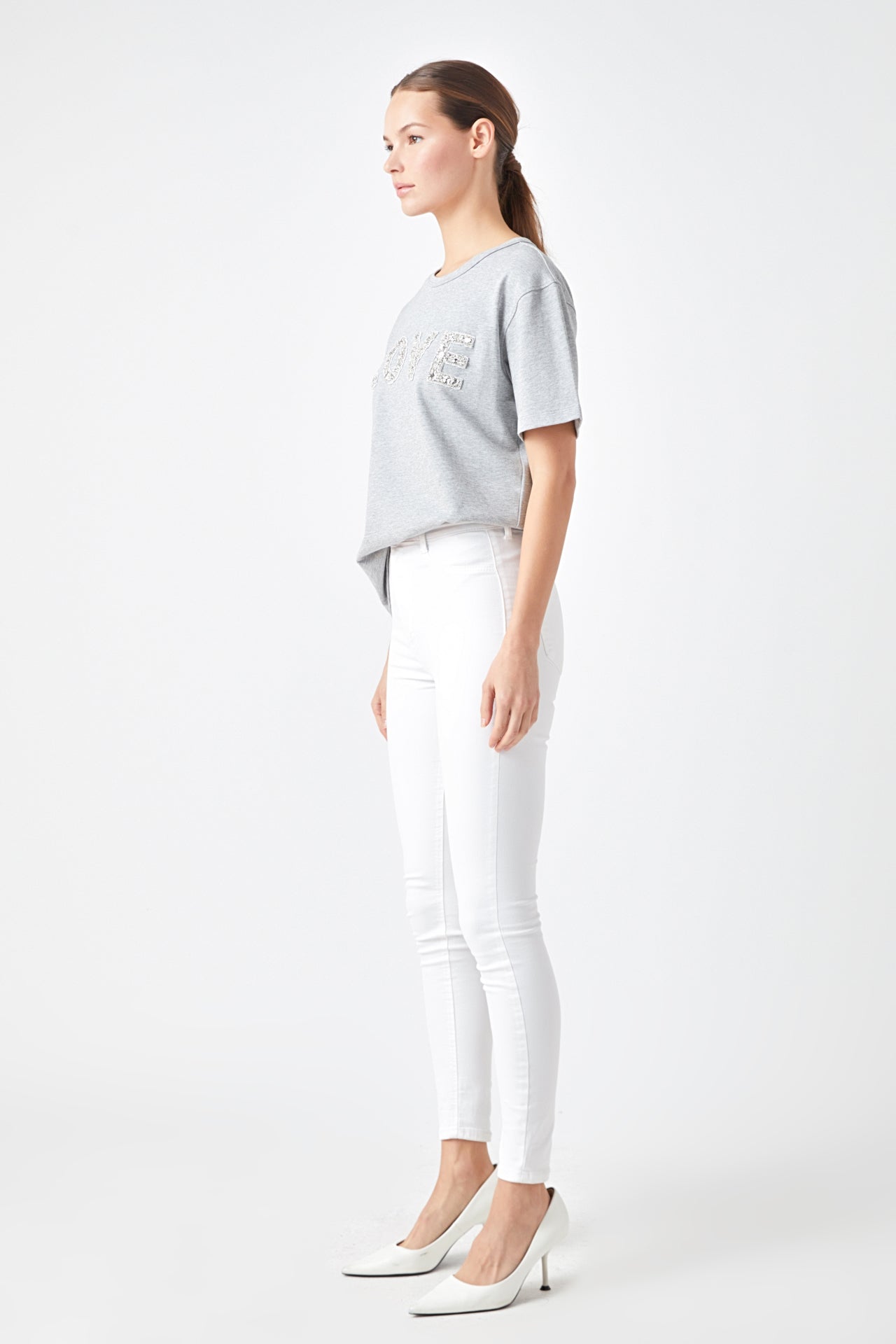 Love Jewel Embroidered Patch Top