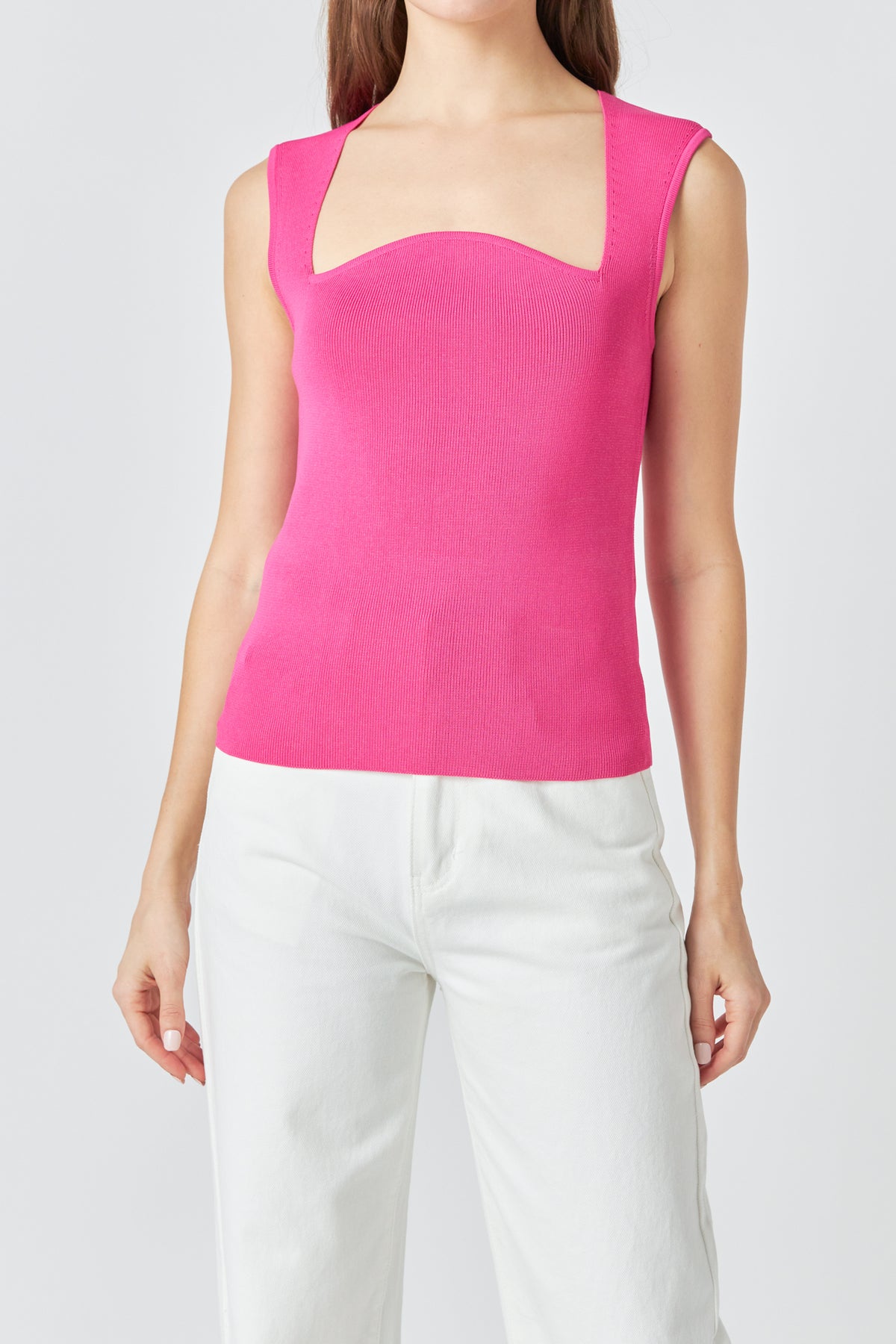 ENDLESS ROSE - Ribbed Knit Sleeveless Top - TOPS available at Objectrare