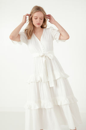 FREE THE ROSES - Ruffled Lace Trim Duster Maxi - DRESSES available at Objectrare