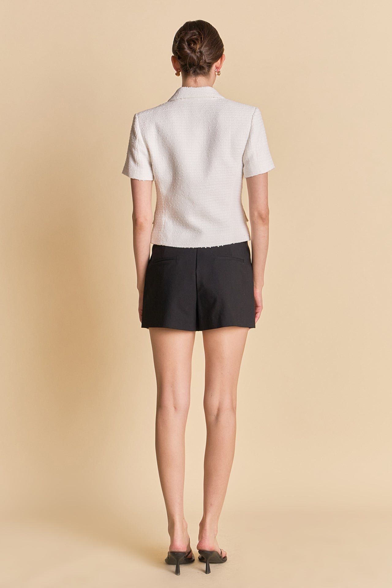 ENDLESS ROSE - Tweed Double Breast Short Sleeve Blazer - BLAZERS available at Objectrare