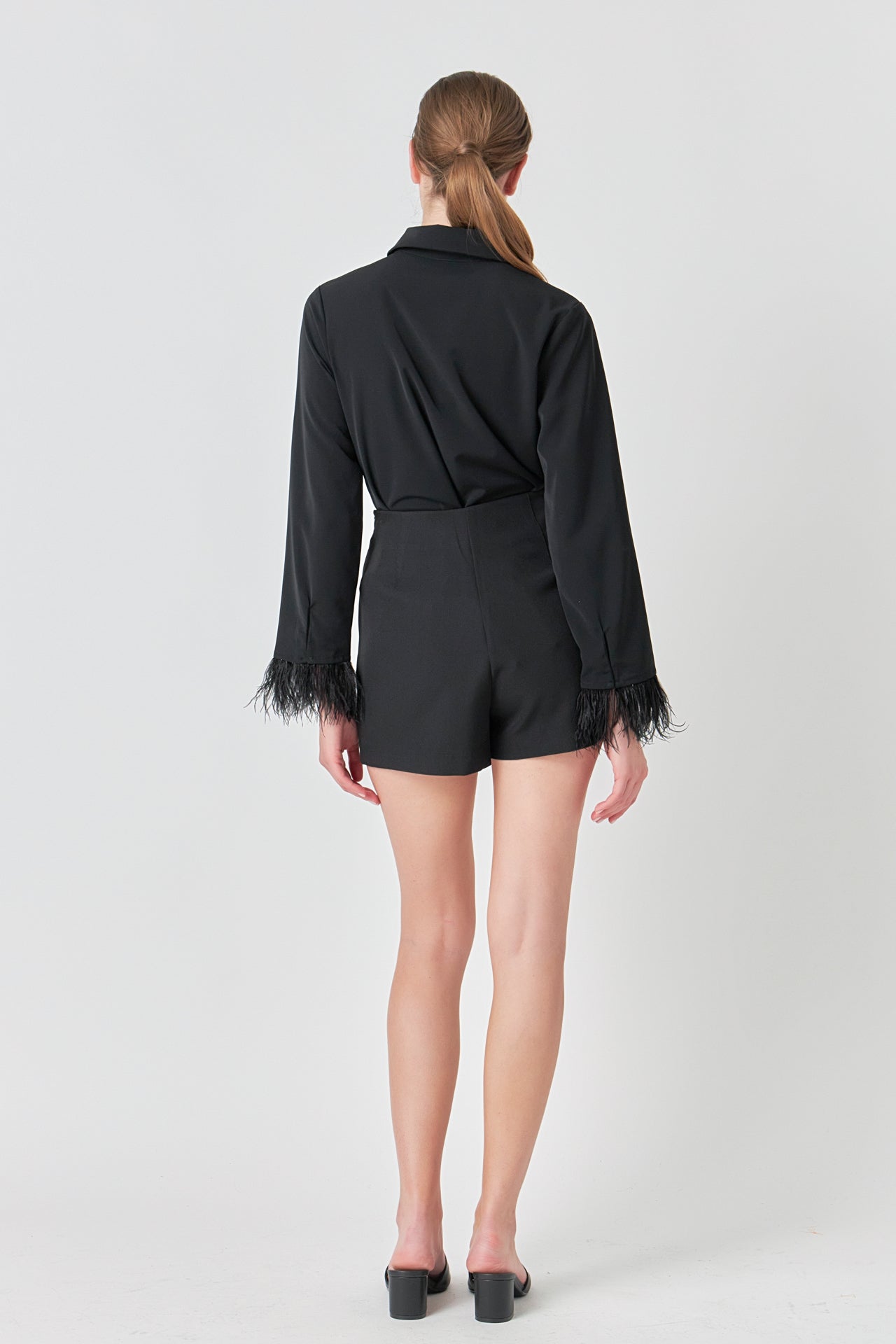 ENDLESS ROSE - Feather Trimmed Fitted Blouse Top - SHIRTS & BLOUSES available at Objectrare