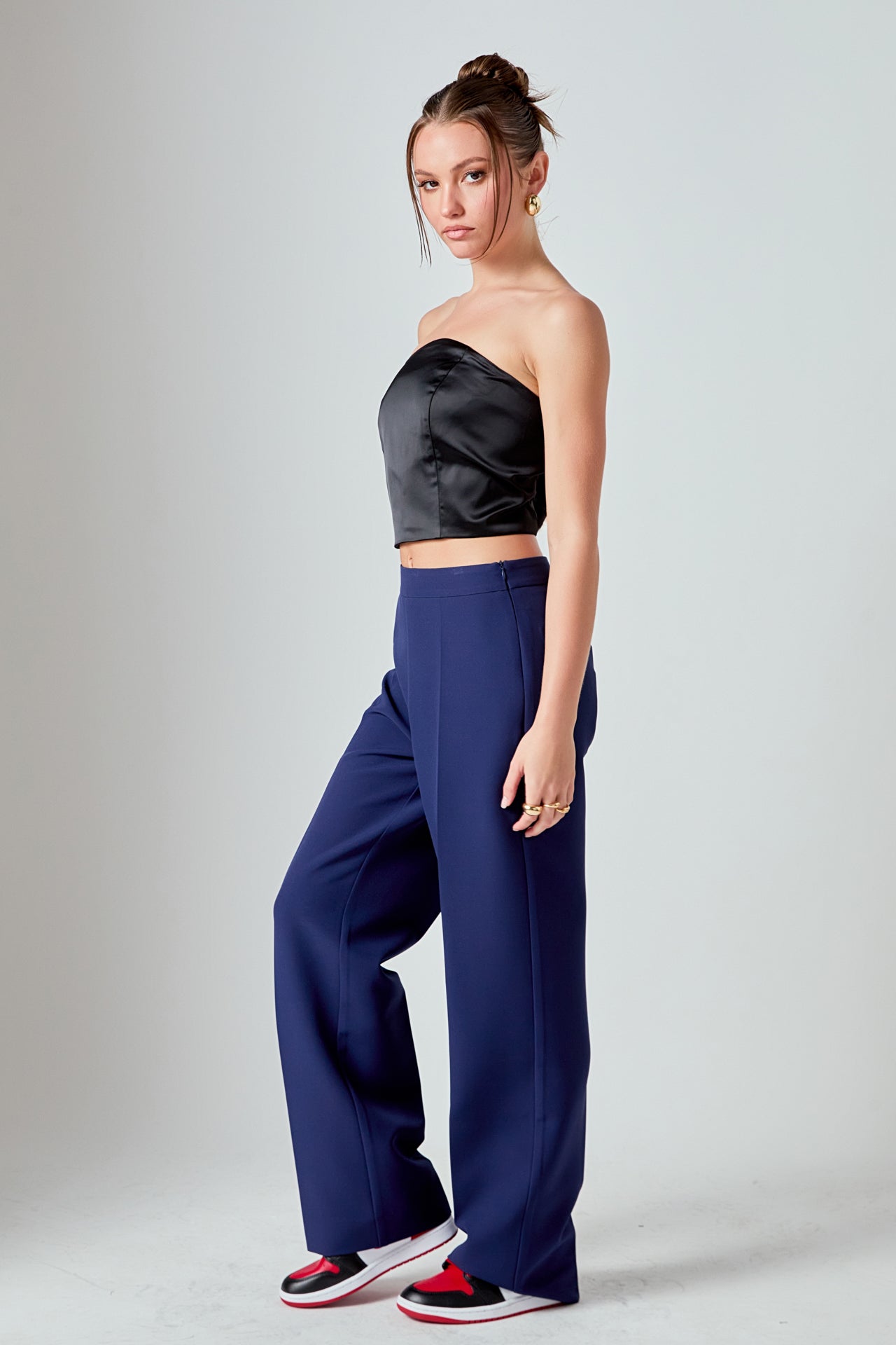 ENDLESS ROSE - Satin Strapless Curved Bustier - TOPS available at Objectrare