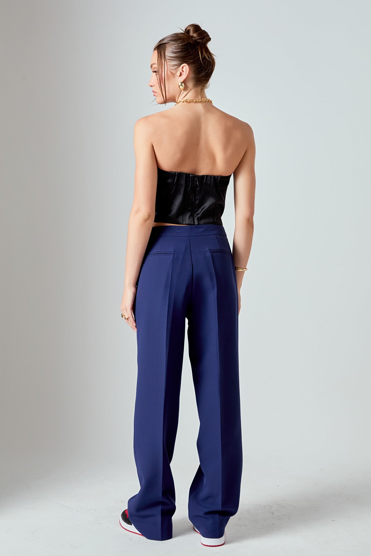 ENDLESS ROSE - Satin Strapless Curved Bustier - TOPS available at Objectrare