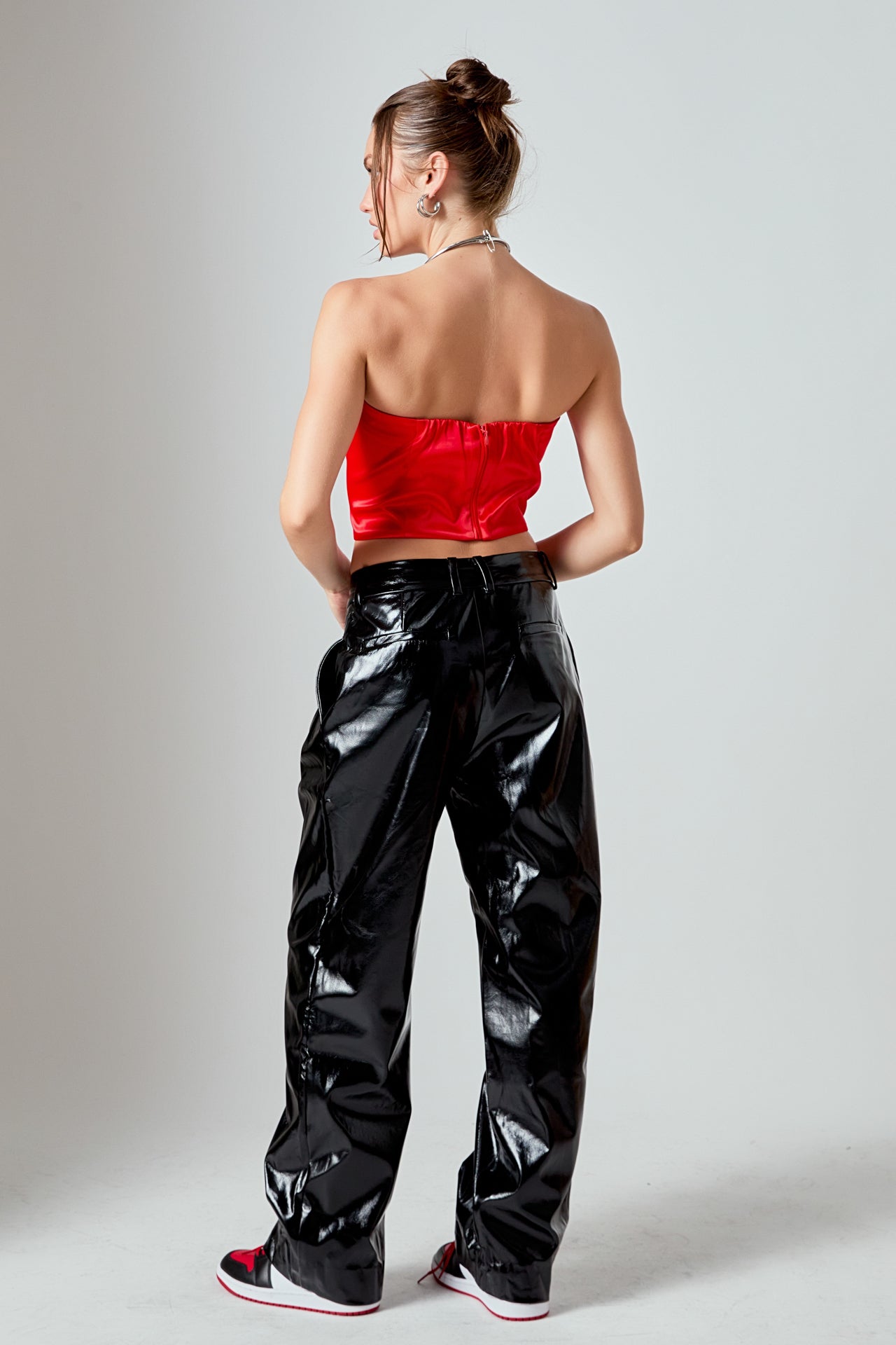 ENDLESS ROSE - Satin Strapless Curved Bustier - TOPS available at Objectrare