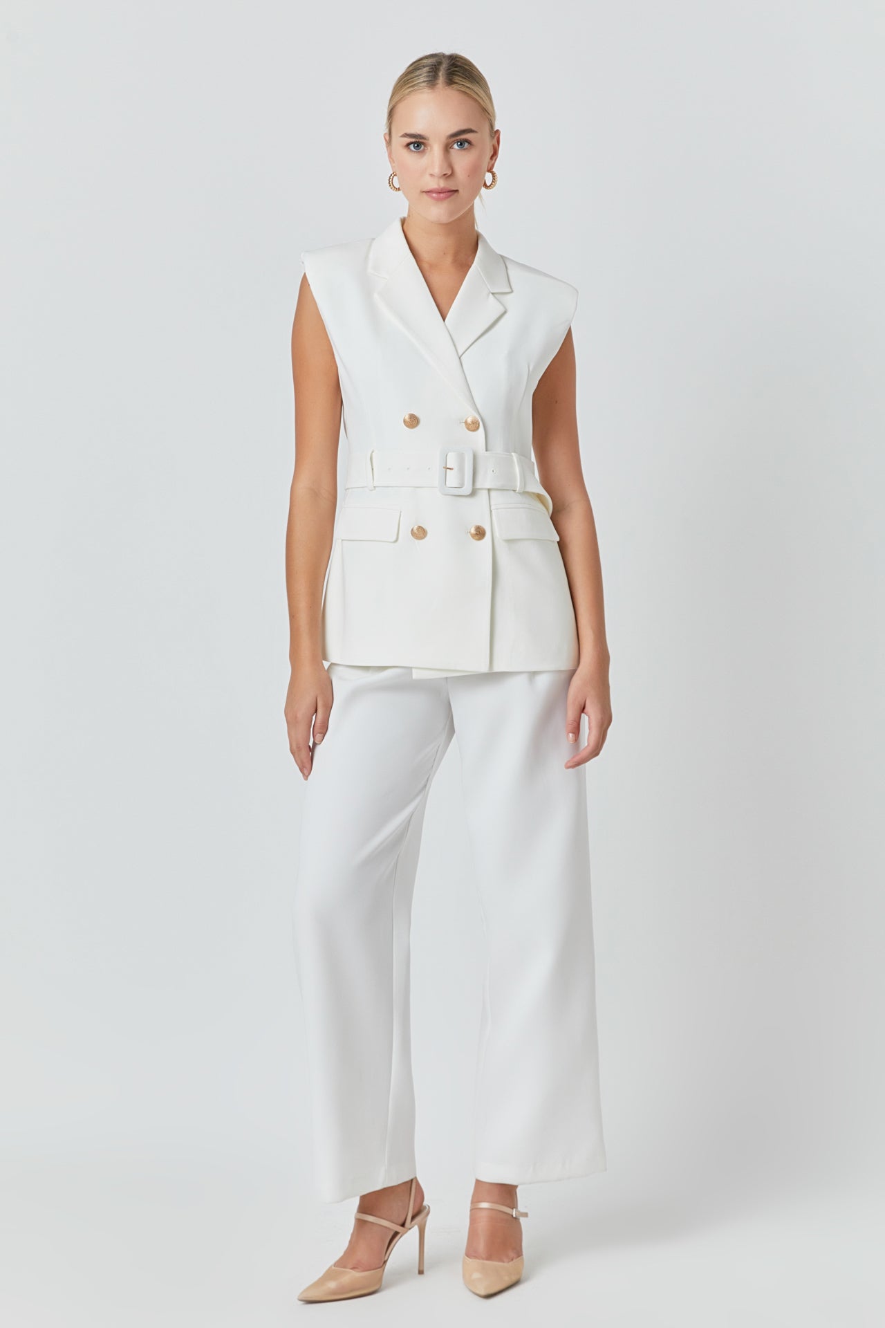 ENDLESS ROSE - Shoulder pad Double Breast Belted Blazer - JACKETS available at Objectrare