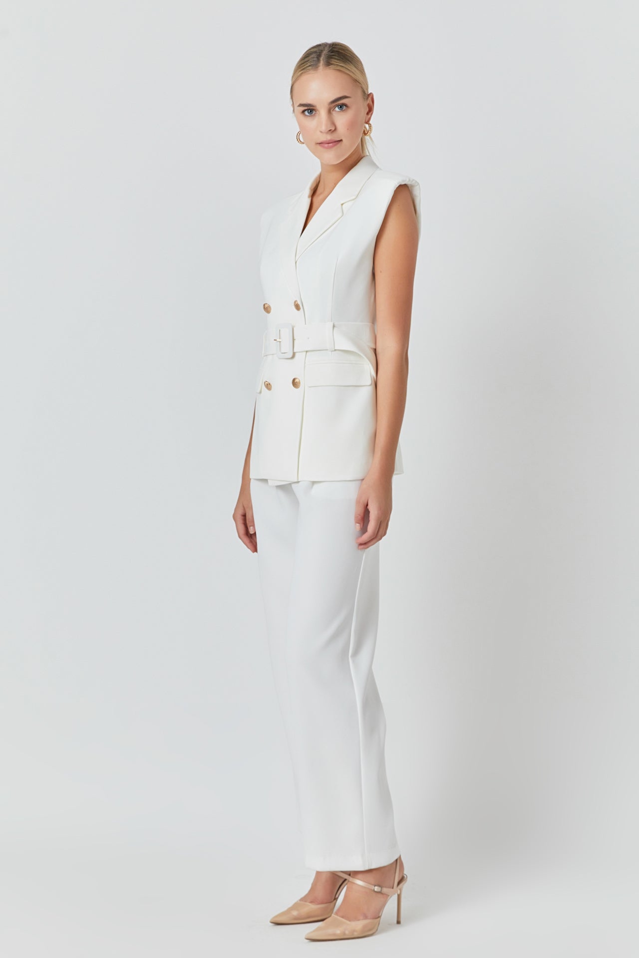 ENDLESS ROSE - Shoulder pad Double Breast Belted Blazer - JACKETS available at Objectrare