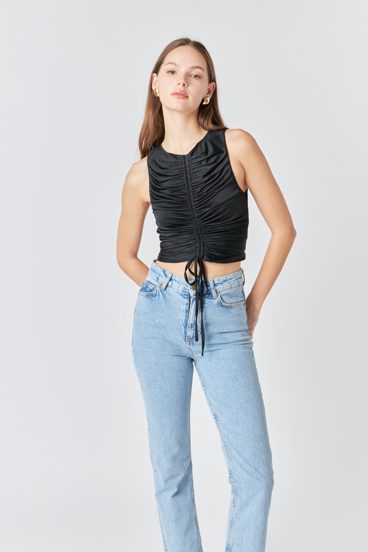 ENDLESS ROSE - Stretch Ruched Tank Top - TOPS available at Objectrare