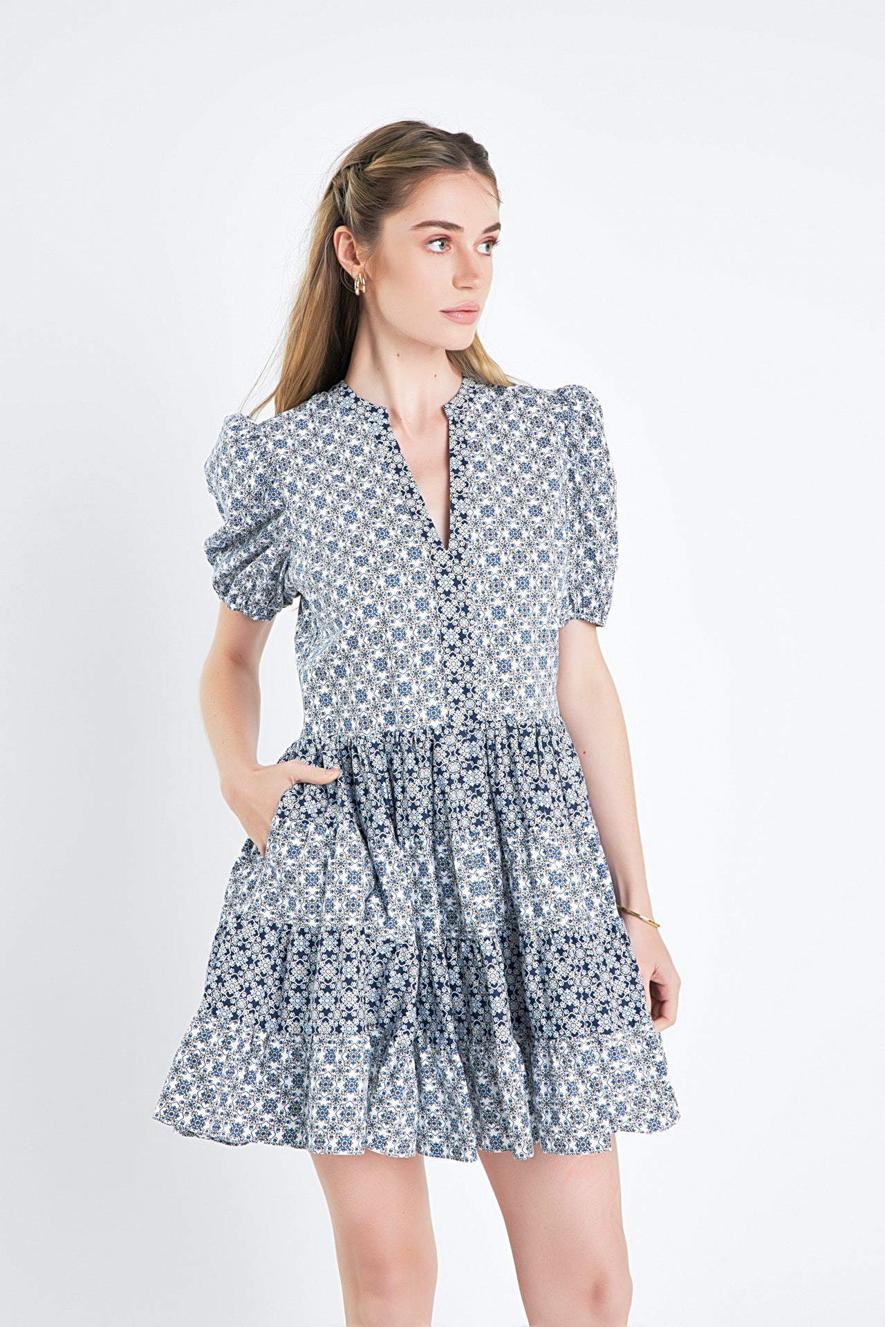 ENGLISH FACTORY - Printed Drop Waist Mini Dress - DRESSES available at Objectrare