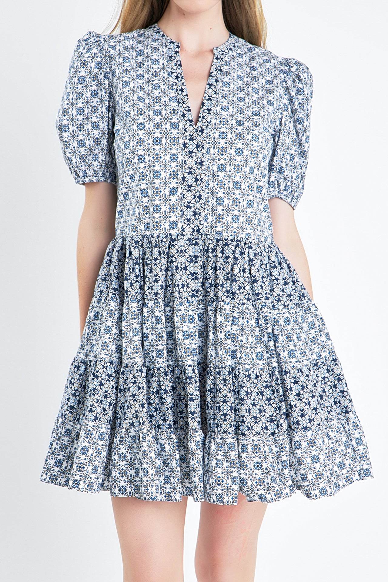 ENGLISH FACTORY - Printed Drop Waist Mini Dress - DRESSES available at Objectrare
