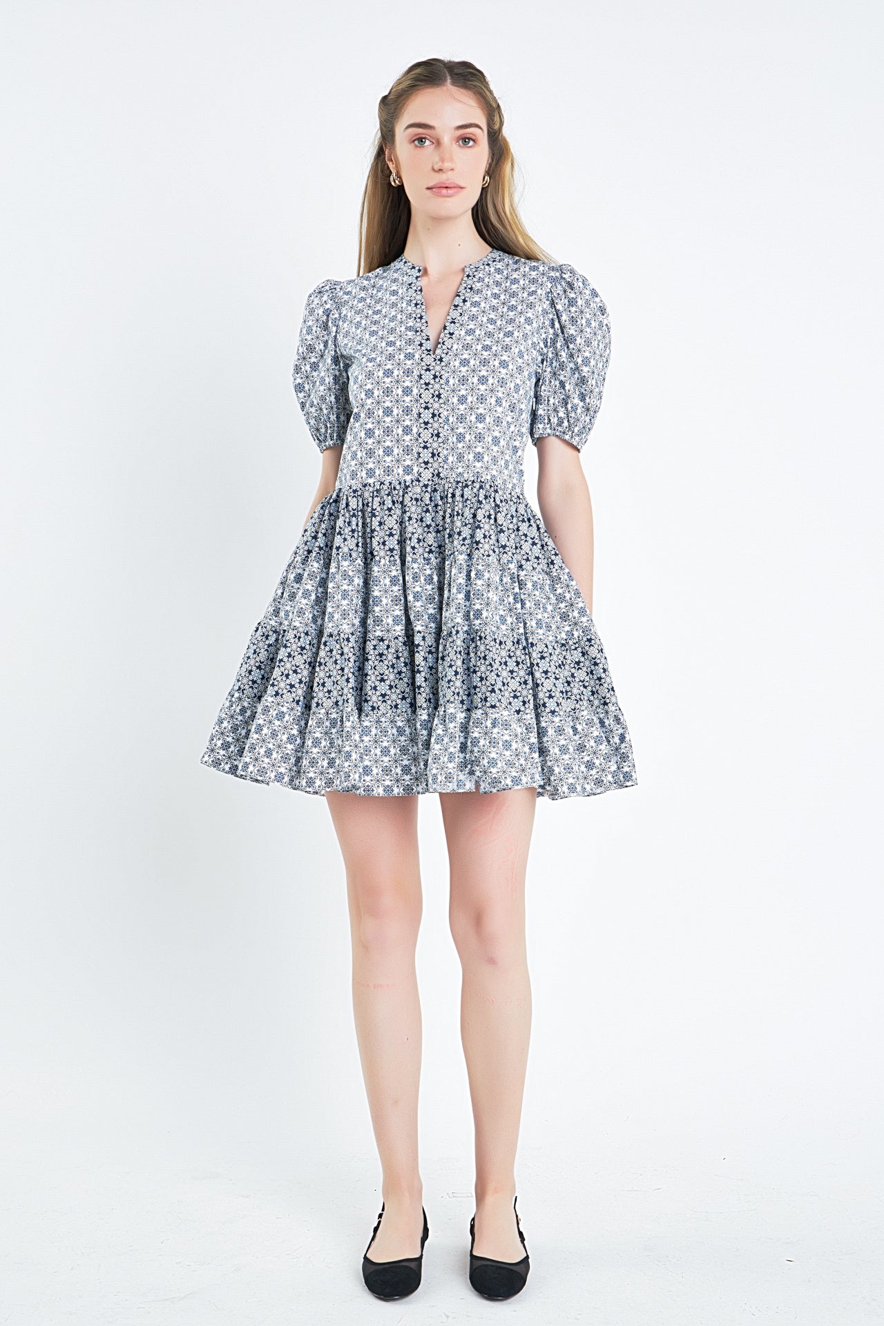 ENGLISH FACTORY - Printed Drop Waist Mini Dress - DRESSES available at Objectrare