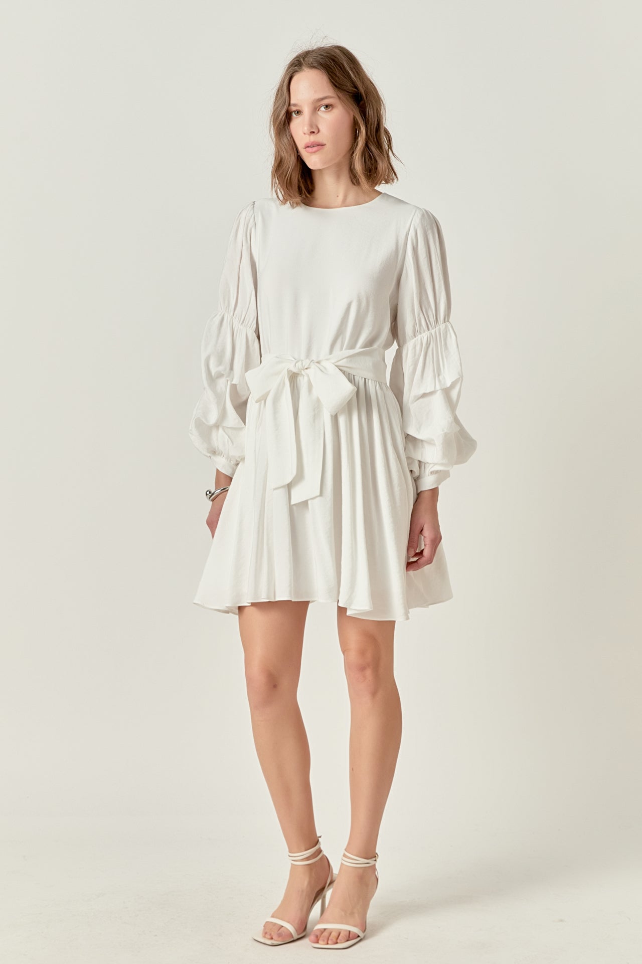 ENGLISH FACTORY - Cinched Puff Sleeve Belted Dress - DRESSES available at Objectrare