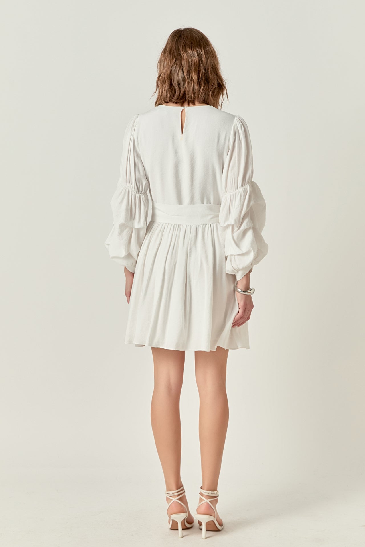 ENGLISH FACTORY - Cinched Puff Sleeve Belted Dress - DRESSES available at Objectrare