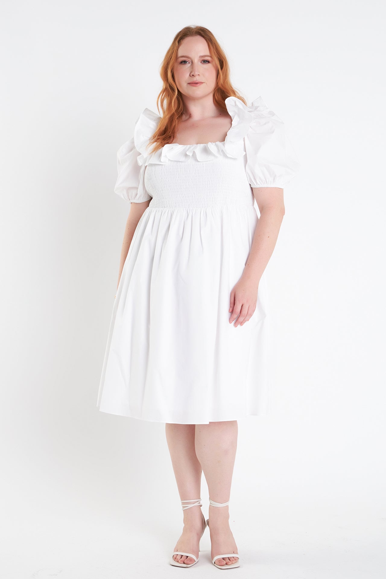 ENGLISH FACTORY - Smocked Puff Sleeve Dress - DRESSES available at Objectrare