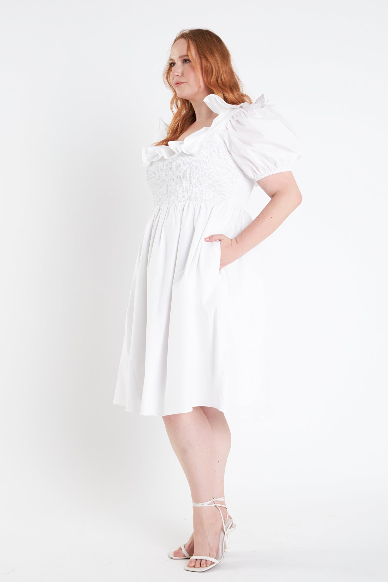 ENGLISH FACTORY - Smocked Puff Sleeve Dress - DRESSES available at Objectrare