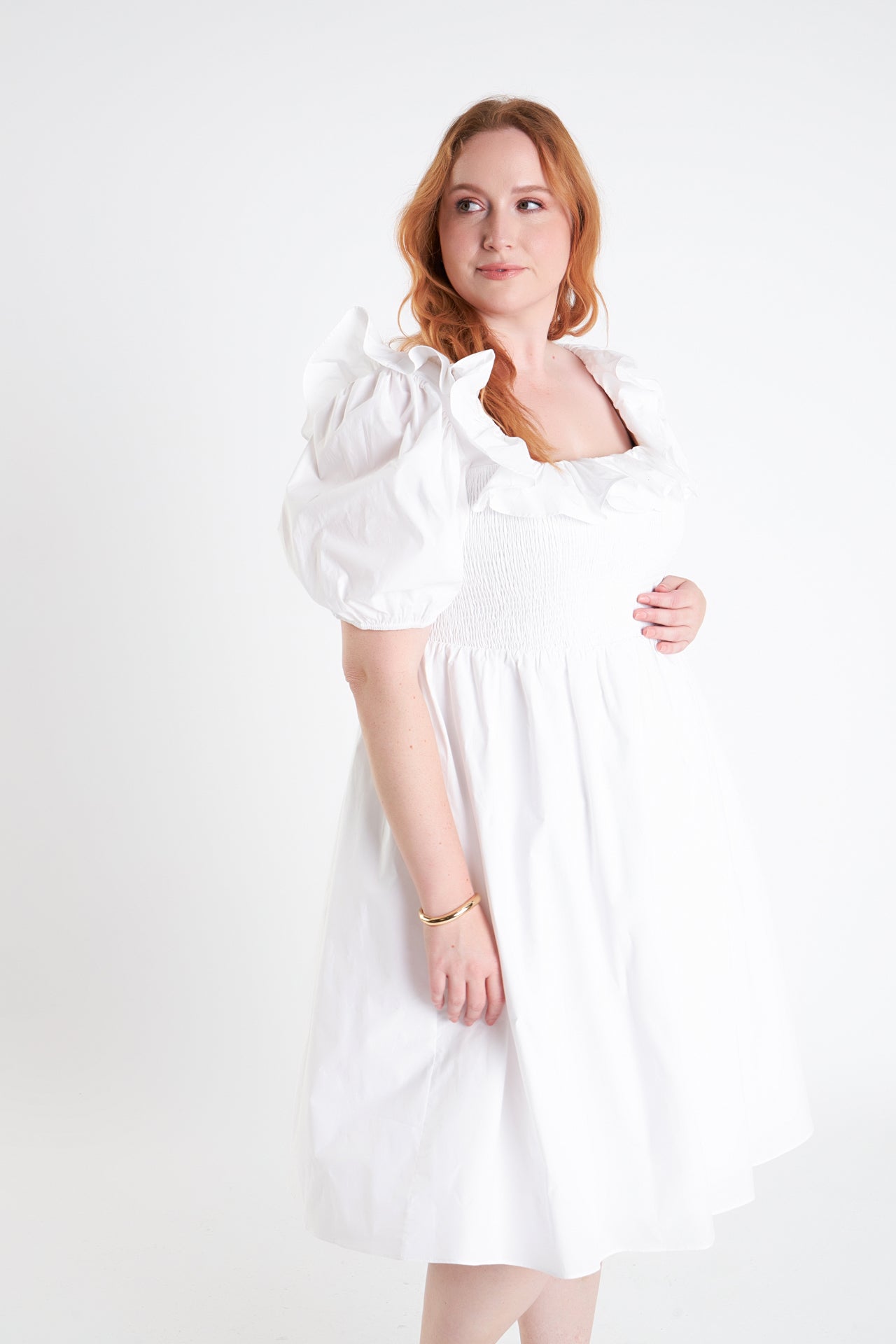 ENGLISH FACTORY - Smocked Puff Sleeve Dress - DRESSES available at Objectrare