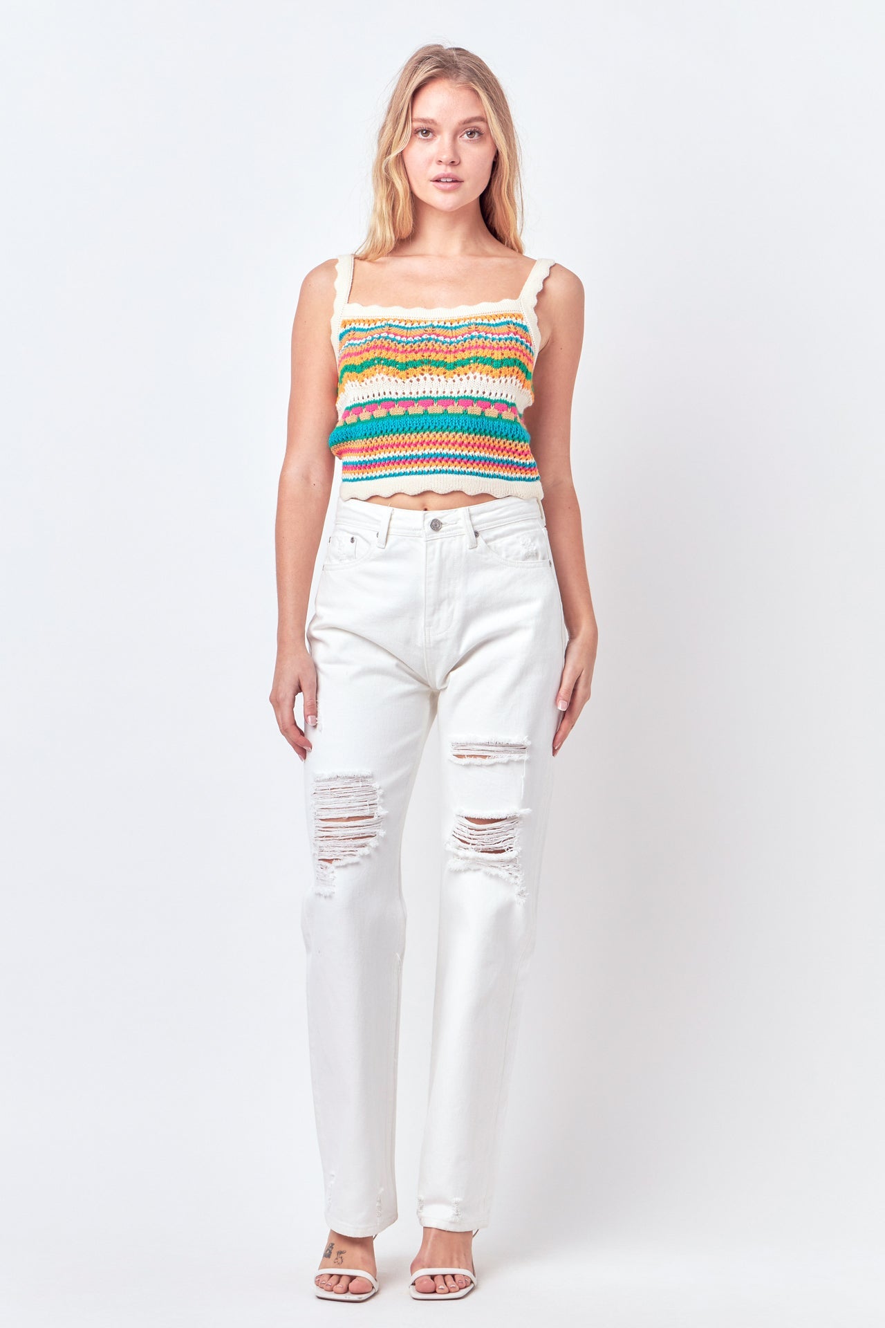 FREE THE ROSES - Crochet Knit Top - TOPS available at Objectrare