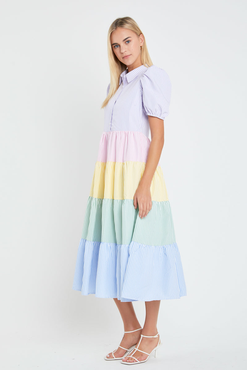 ENGLISH FACTORY - Multi Stripe Maxi Dress - DRESSES available at Objectrare
