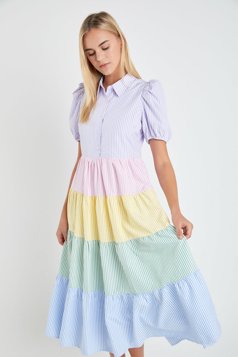 ENGLISH FACTORY - Multi Stripe Maxi Dress - DRESSES available at Objectrare