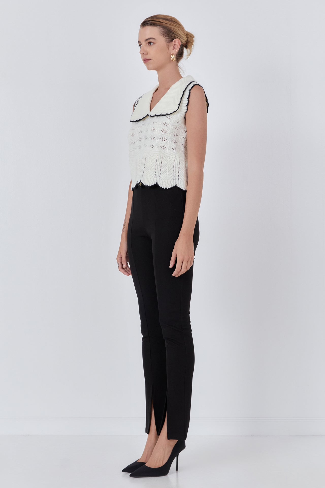 ENDLESS ROSE - Collared Crochet Vest - SWEATERS & KNITS available at Objectrare